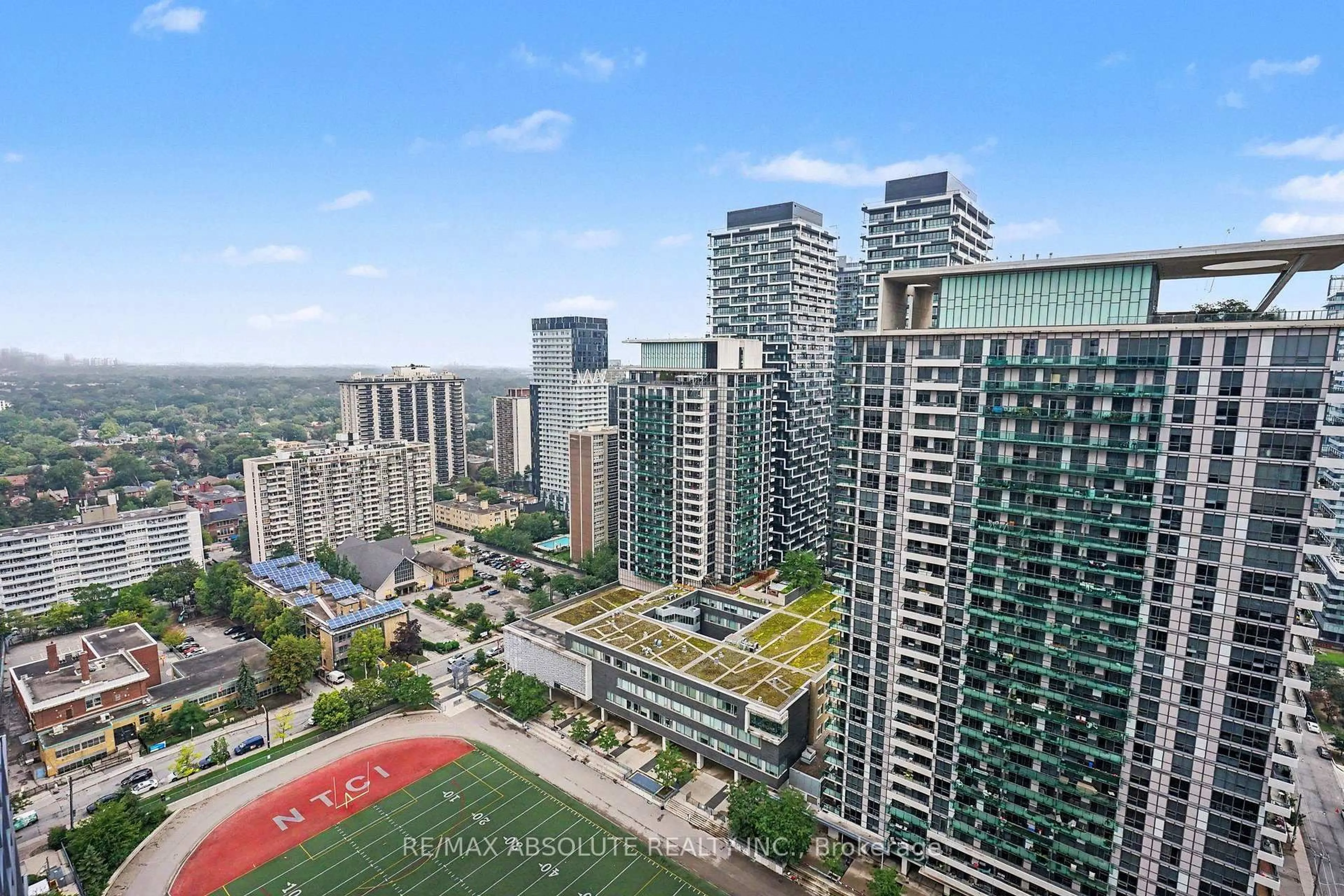 A pic from outside/outdoor area/front of a property/back of a property/a pic from drone, city buildings view from balcony for 30 Roehampton Ave #2809, Toronto Ontario M4P 0B9