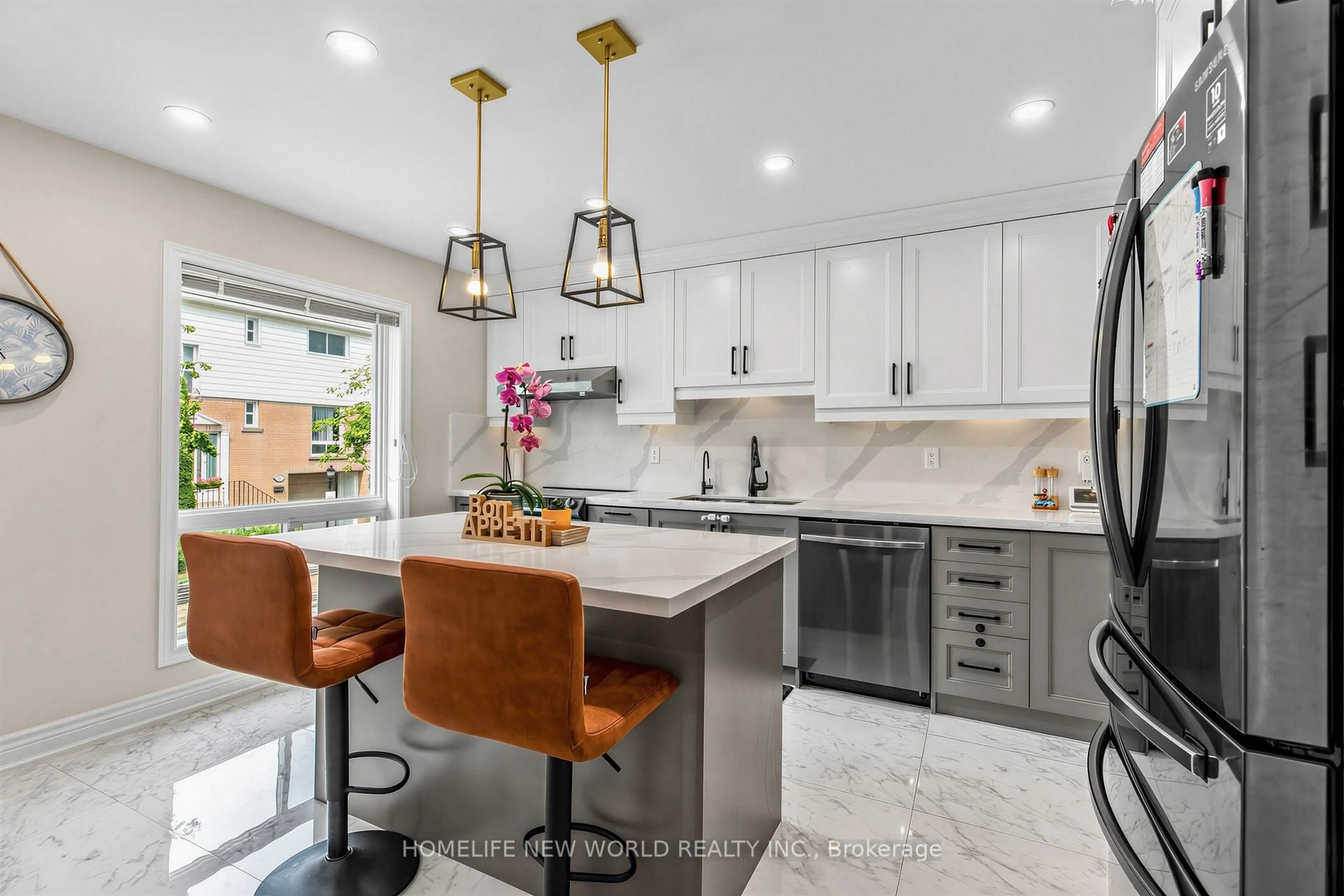 Contemporary kitchen, ceramic/tile floor for 19 Liszt Gate #306, Toronto Ontario M2H 1G6