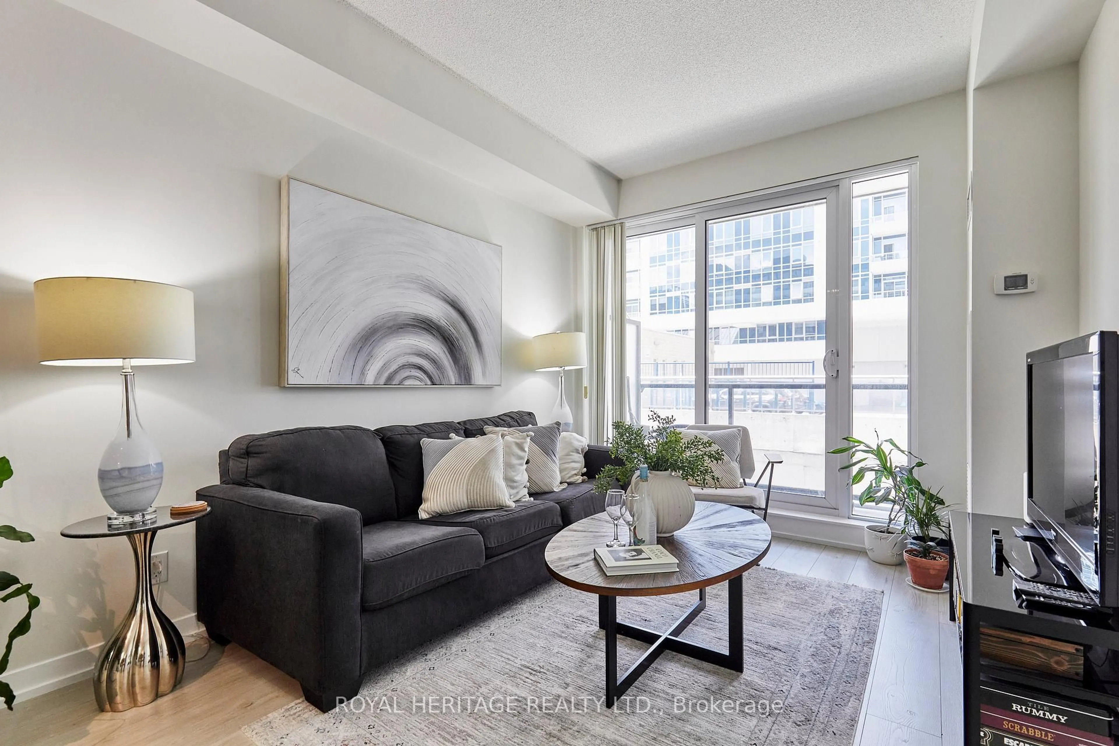 Living room with furniture, unknown for 18 Rean Dr #204, Toronto Ontario M2K 0C7