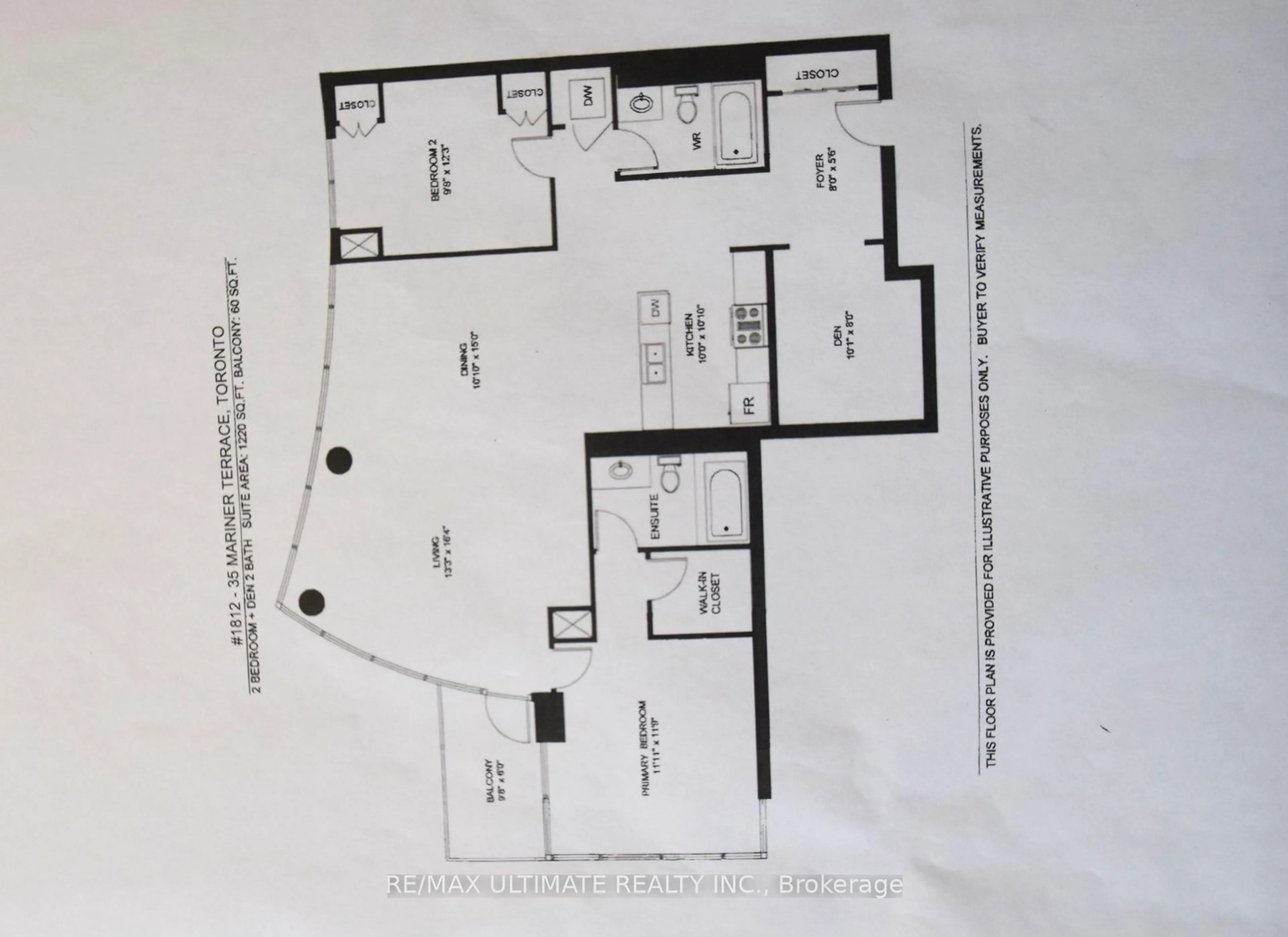 Floor plan for 35 Mariner Terr #1812, Toronto Ontario M5V 3V9
