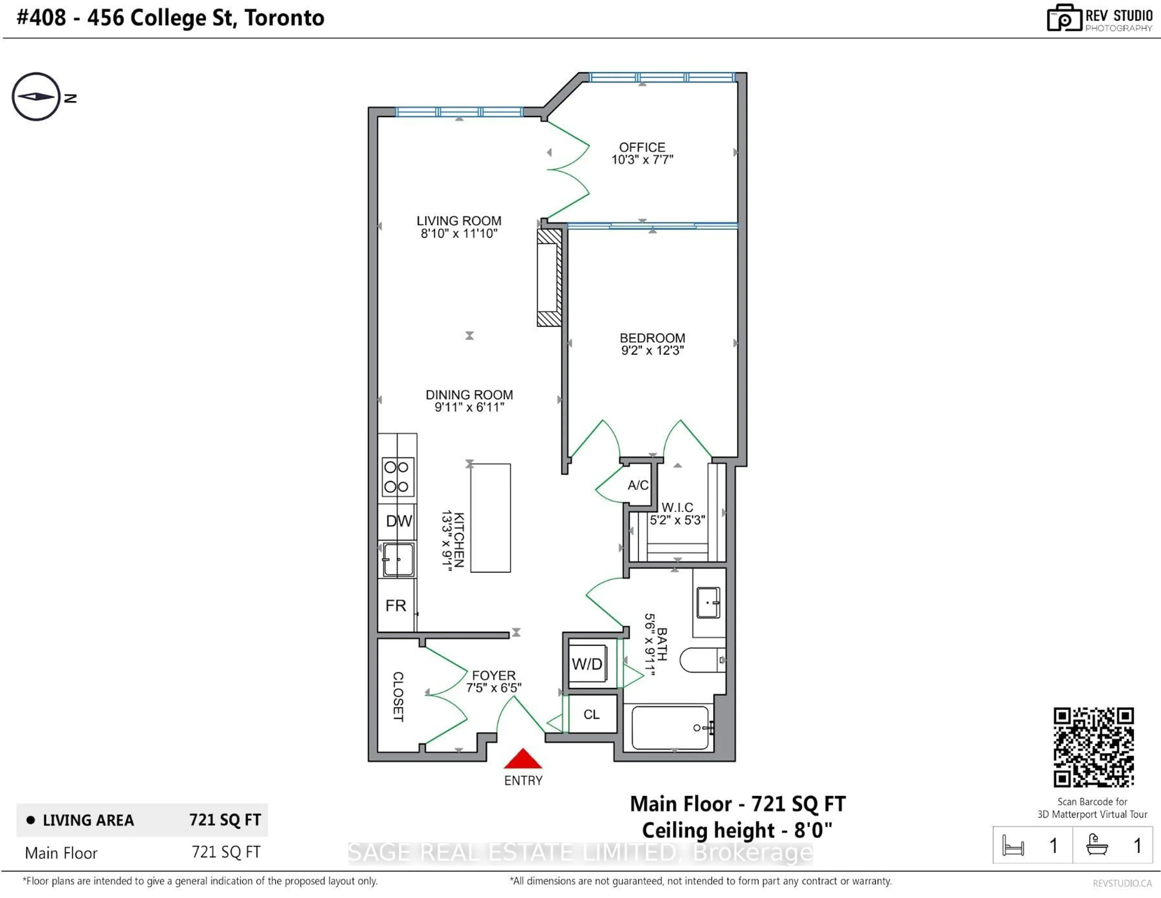 Floor plan for 456 COLLEGE St #408, Toronto Ontario M6G 4A3