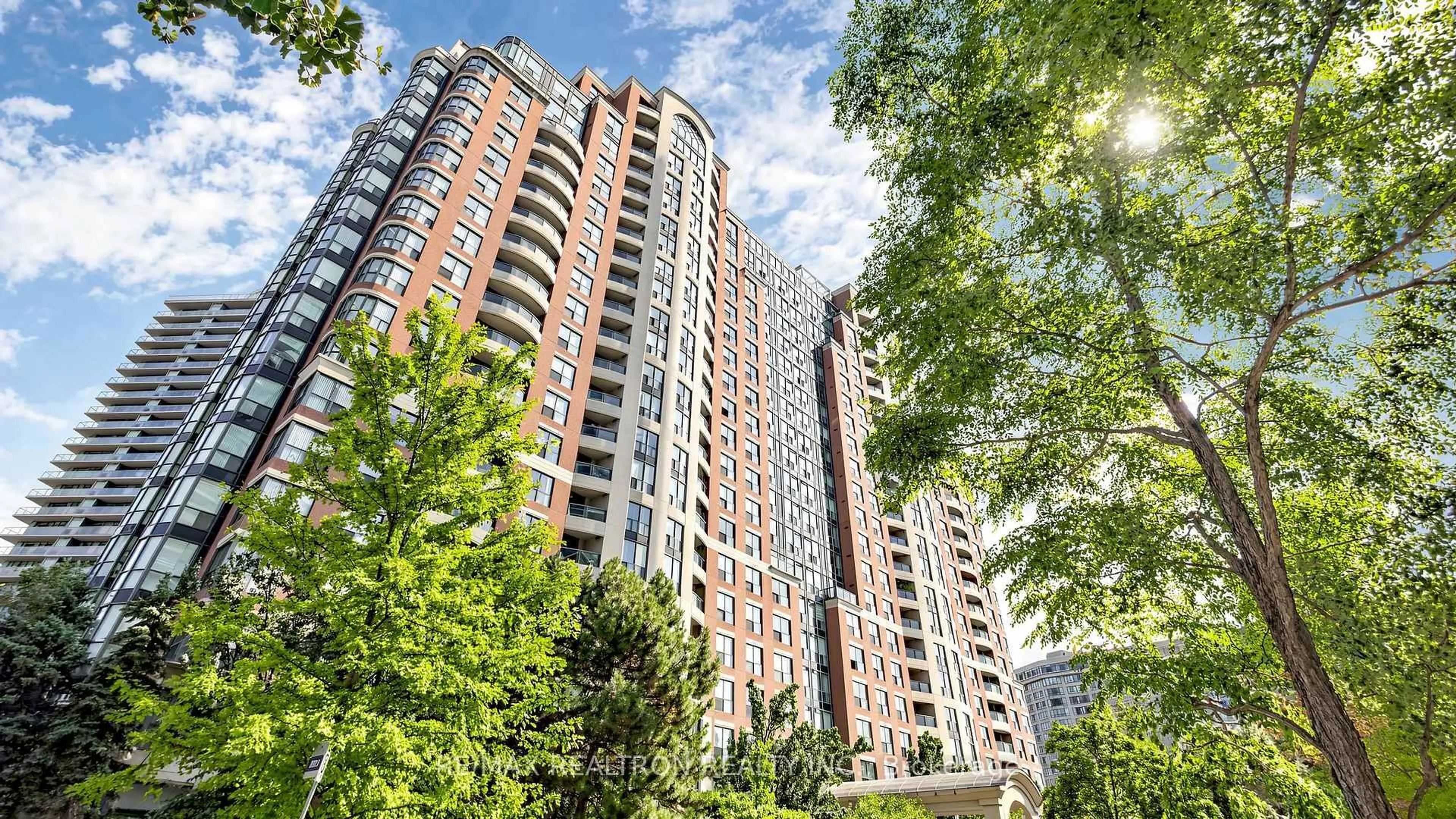 A pic from outside/outdoor area/front of a property/back of a property/a pic from drone, city buildings view from balcony for 23 Lorraine Dr #502, Toronto Ontario M2N 6Z6