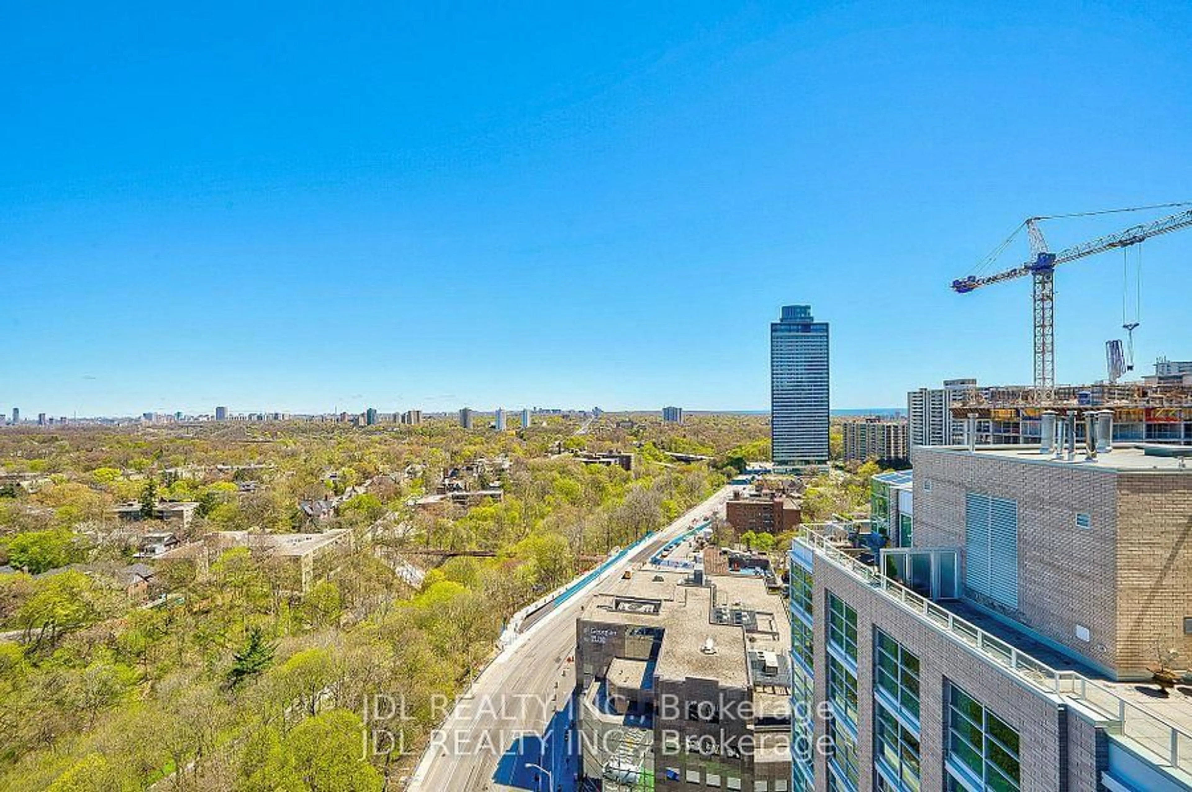 A pic from outside/outdoor area/front of a property/back of a property/a pic from drone, city buildings view from balcony for 395 Bloor St #1608, Toronto Ontario M4W 0B4
