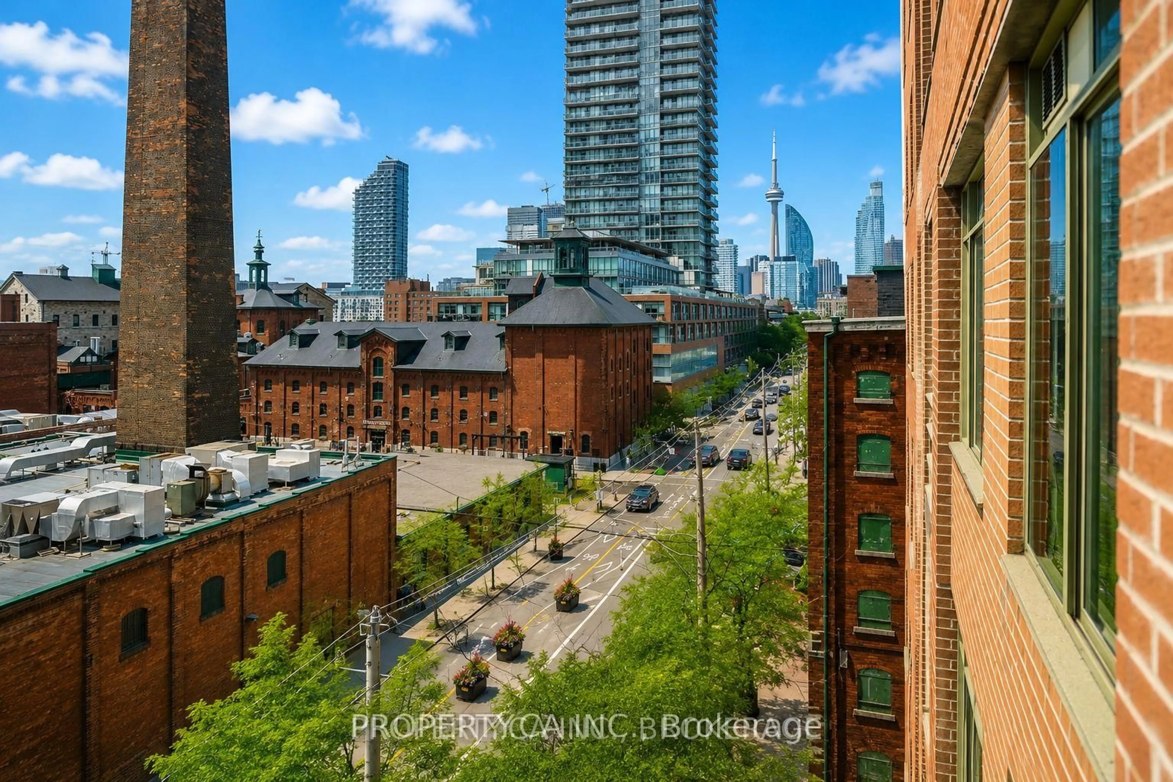 A pic from outside/outdoor area/front of a property/back of a property/a pic from drone, city buildings view from balcony for 70 Mill St #608, Toronto Ontario M5A 4R1