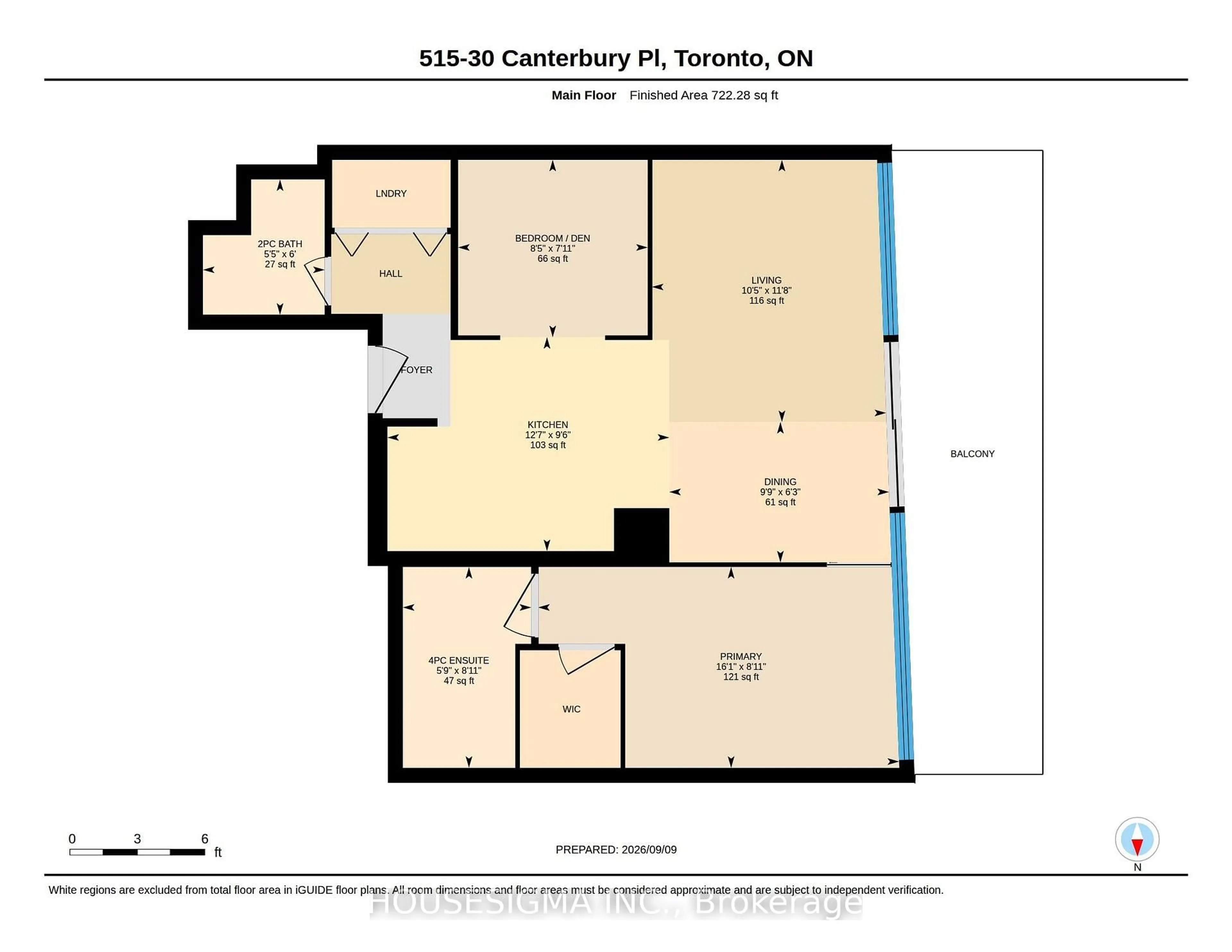Floor plan for 30 Canterbury Pl #515, Toronto Ontario M2N 0B9