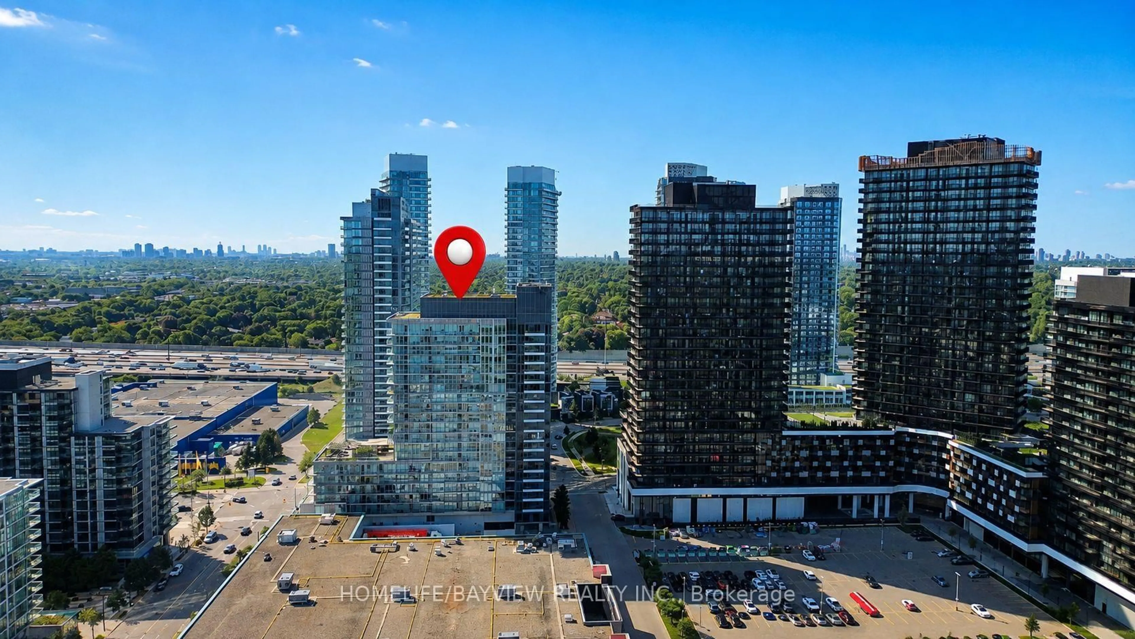 A pic from outside/outdoor area/front of a property/back of a property/a pic from drone, city buildings view from balcony for 72 Esther Shiner Blvd #2309, Toronto Ontario M2K 0C4
