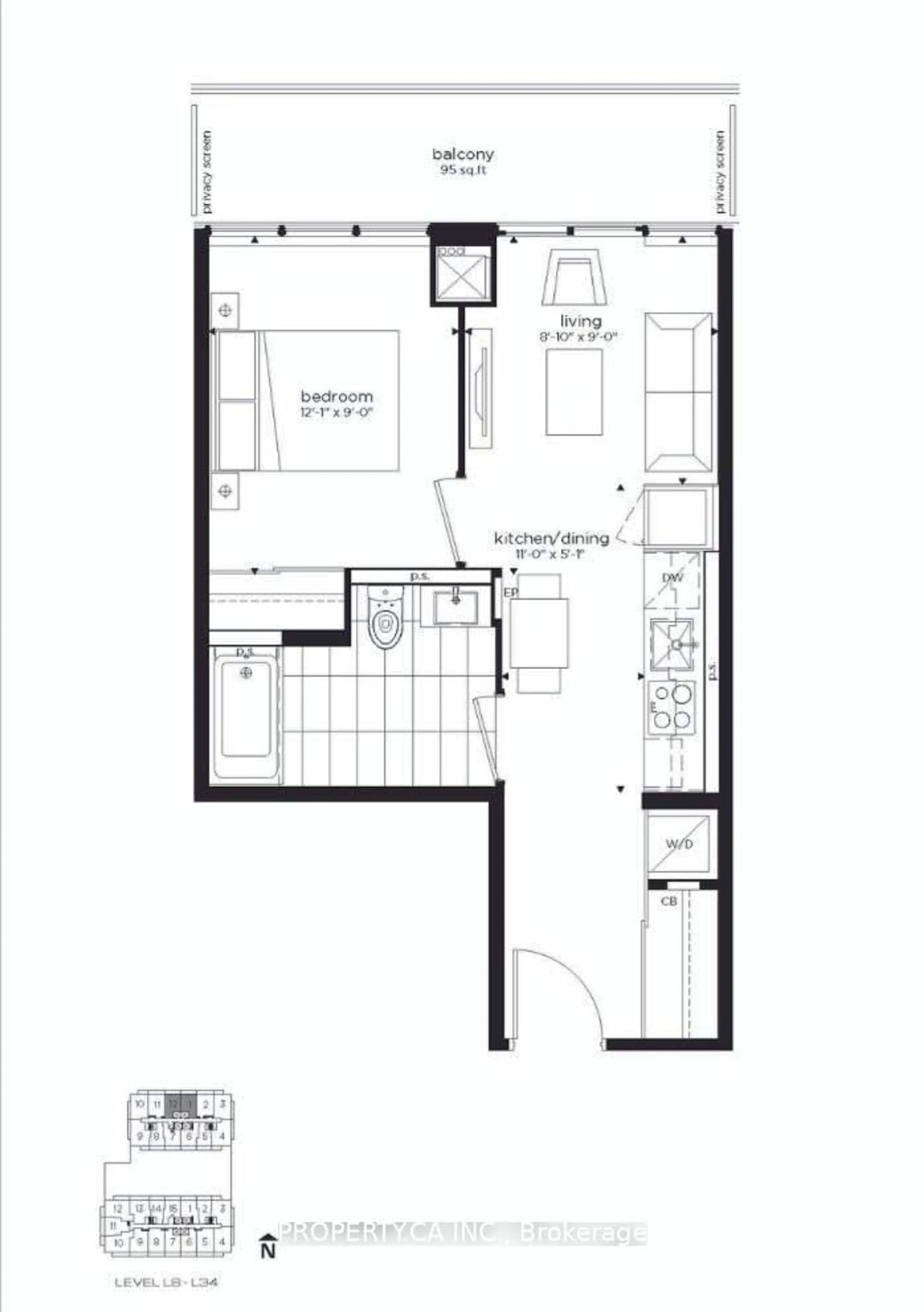 Floor plan for 99 Broadway Ave #2612, Toronto Ontario M4P 0E3