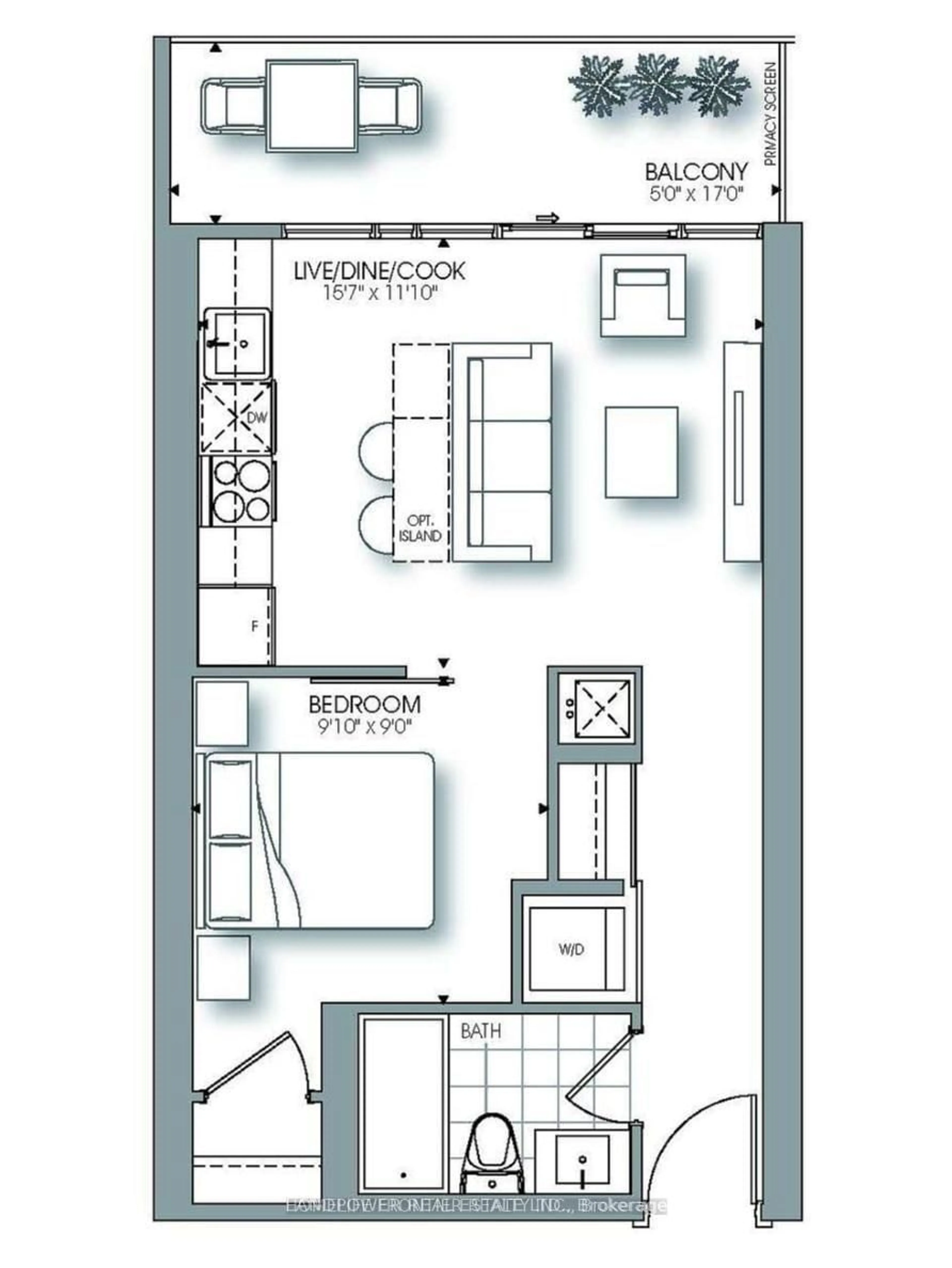 Floor plan for 105 George St #514, Toronto Ontario M5A 0L4