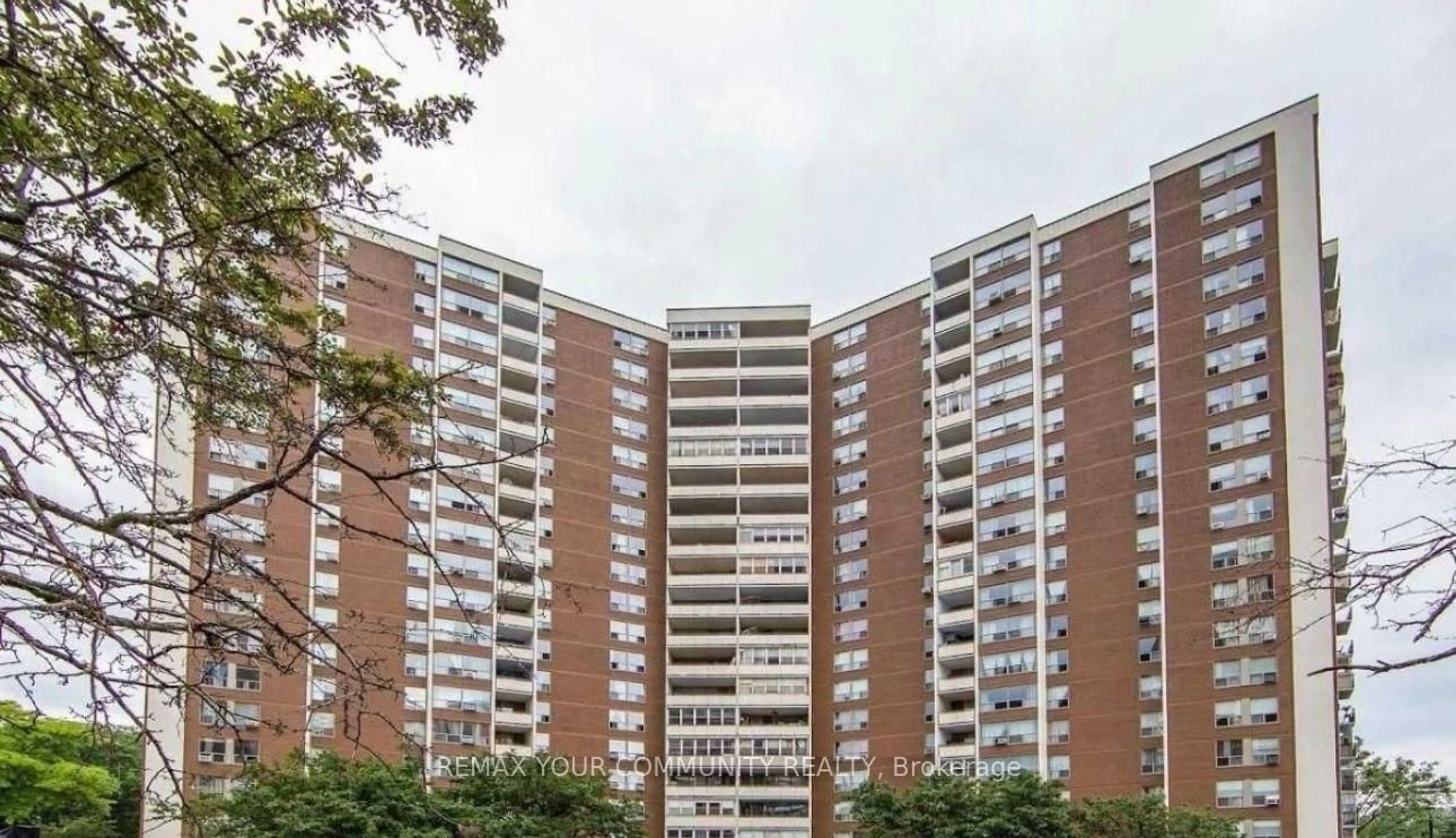 Balcony in the apartment, city buildings view from balcony for 60 Pavane Linkway #409, Toronto Ontario M3C 1A1
