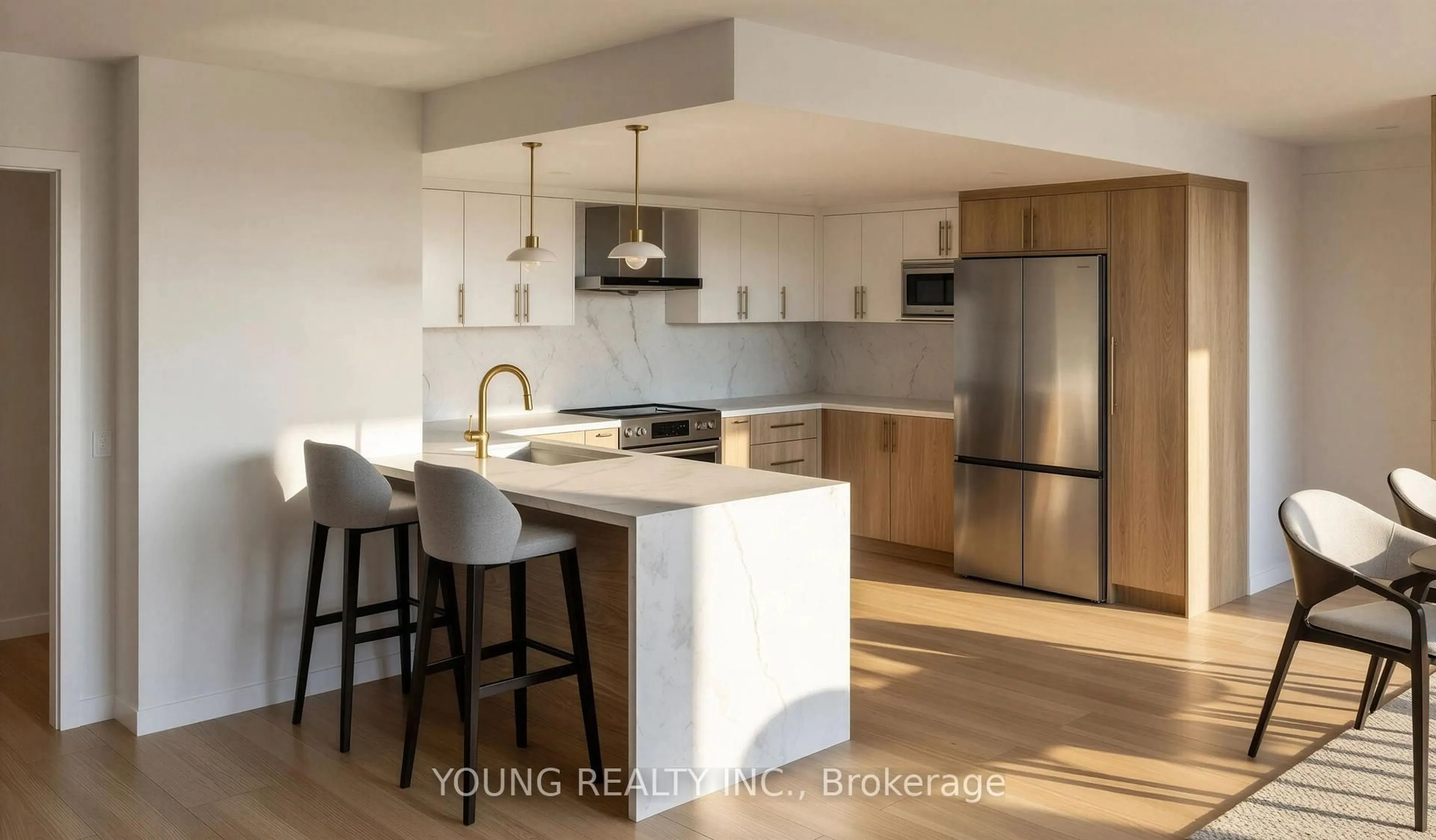 Open concept kitchen, wood/laminate floor for 65 Skymark Dr #1406, Toronto Ontario M2H 3N9
