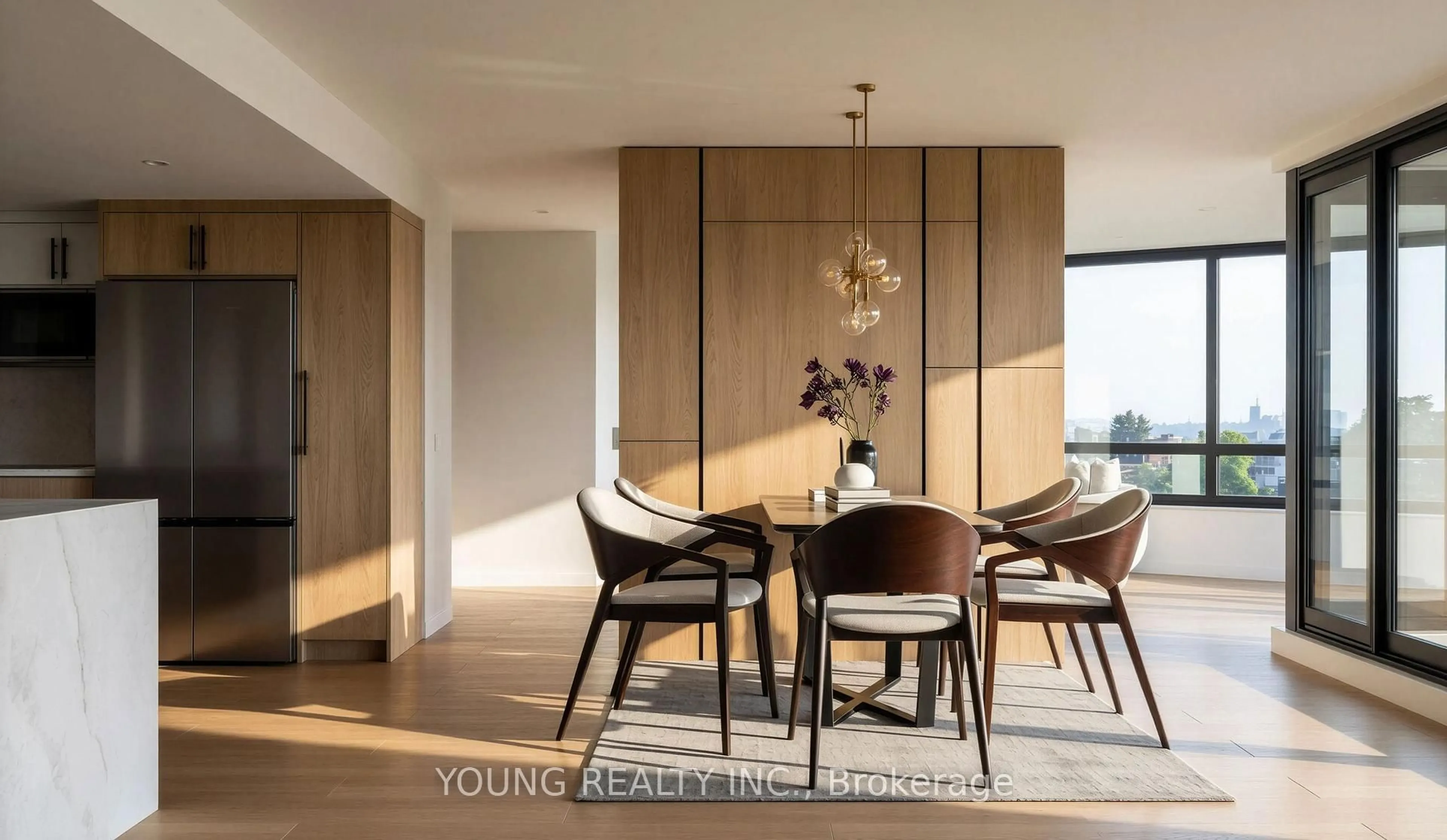 Dining room, wood/laminate floor for 65 Skymark Dr #1406, Toronto Ontario M2H 3N9