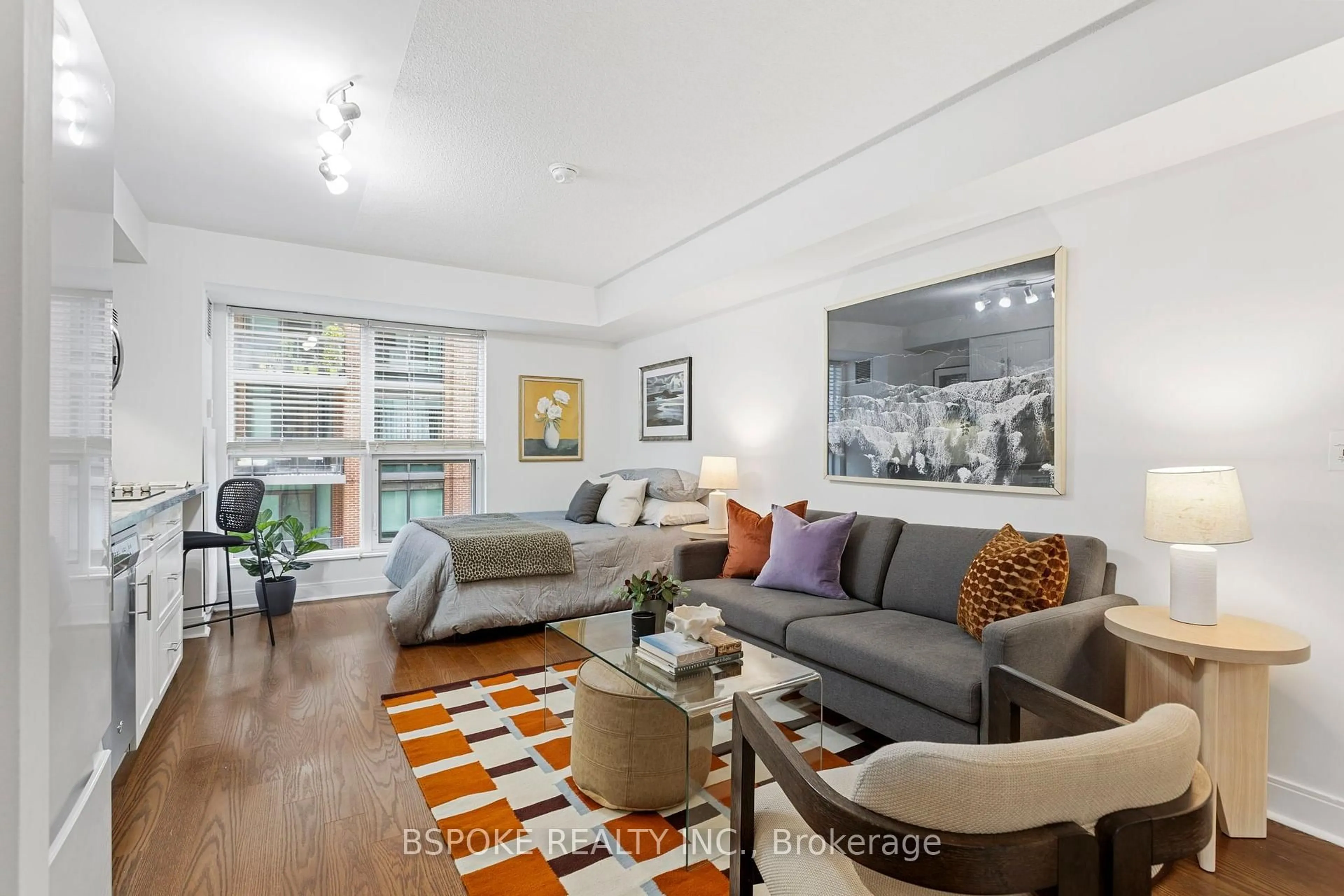 Living room with furniture, unknown for 1 Scott St #709, Toronto Ontario M5E 1A1