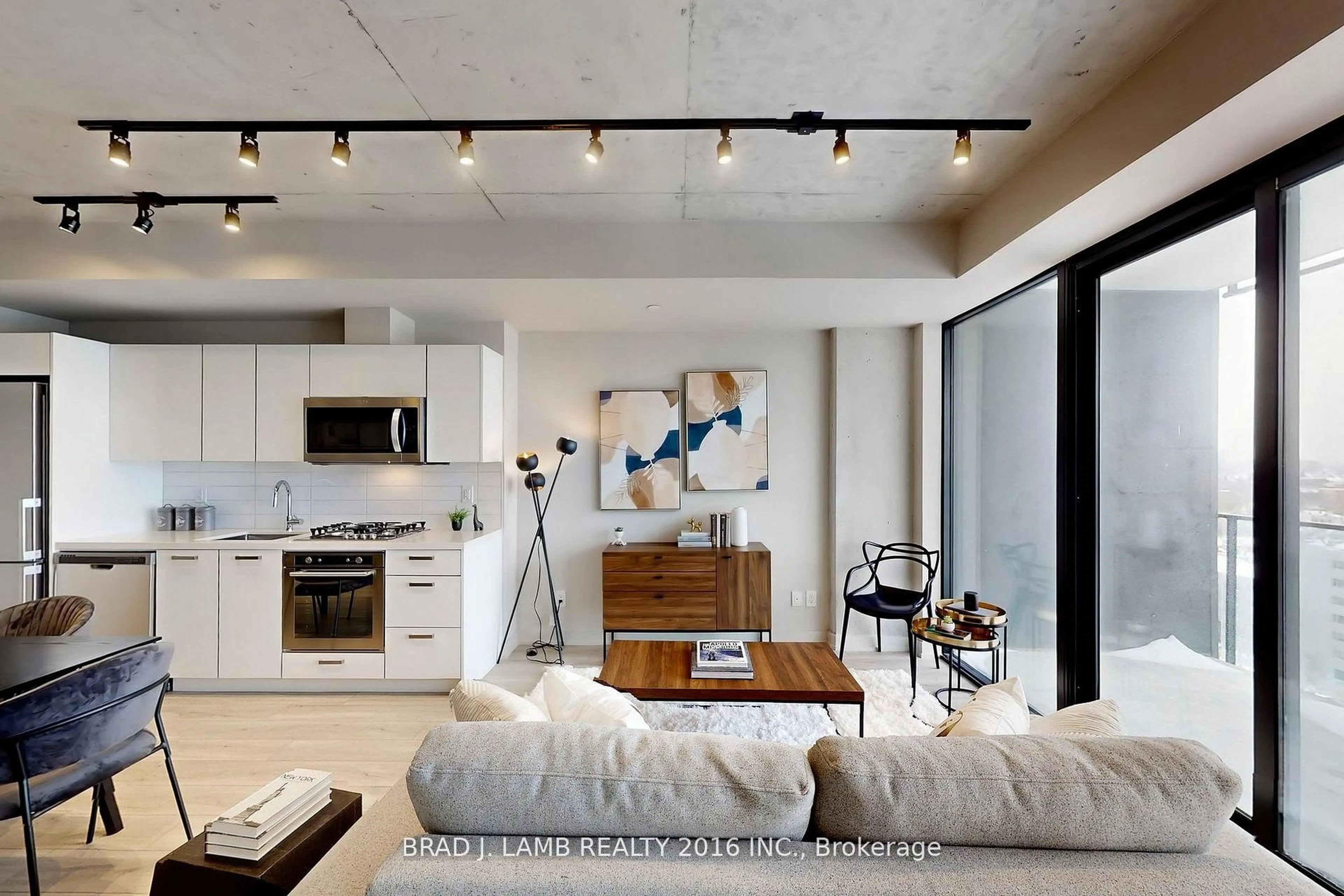 Living room with furniture, cement floor for 458 Richmond St #1207, Toronto Ontario M5V 0S9