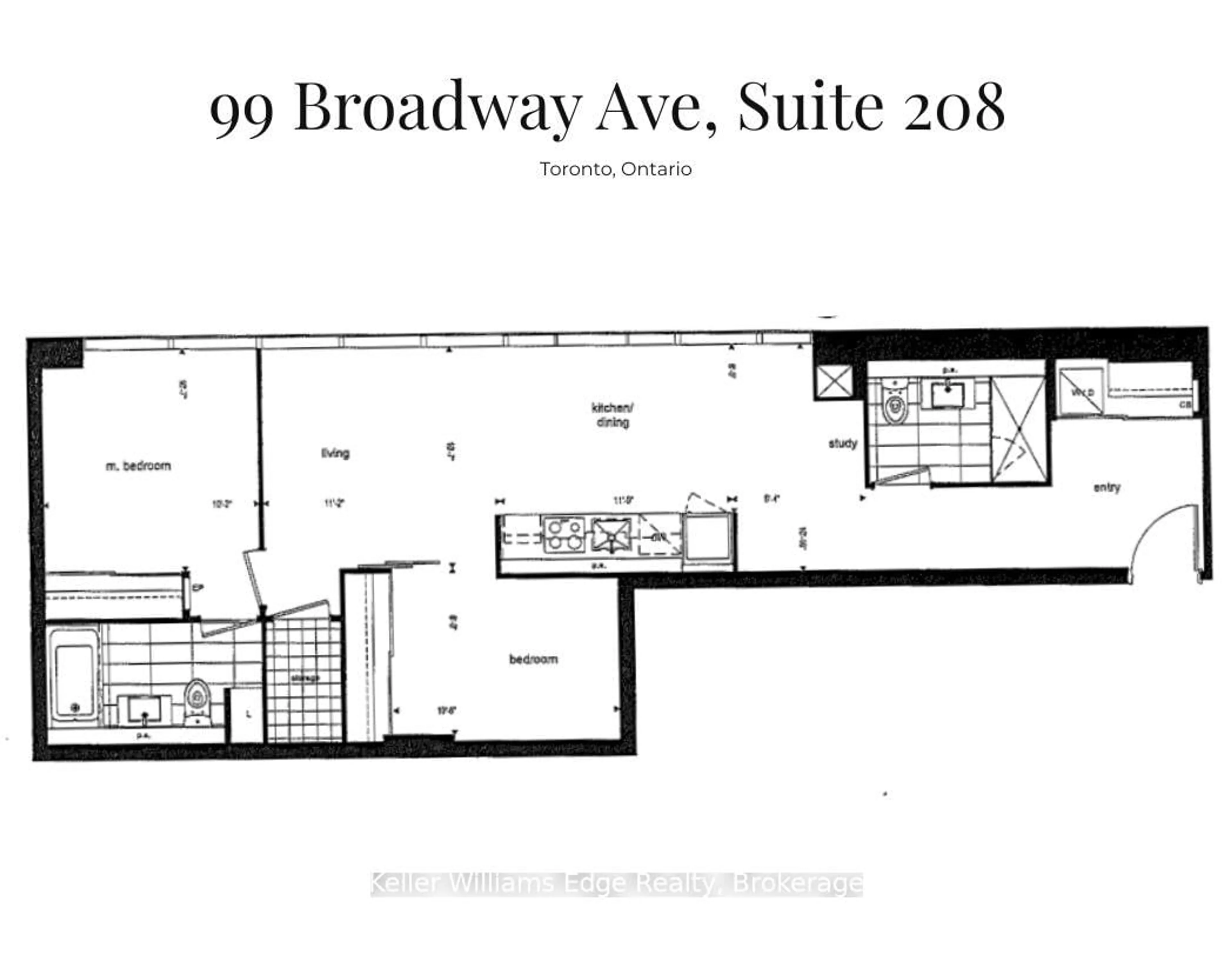 Floor plan for 99 Broadway Ave #208 NT, Toronto Ontario M4P 1V2