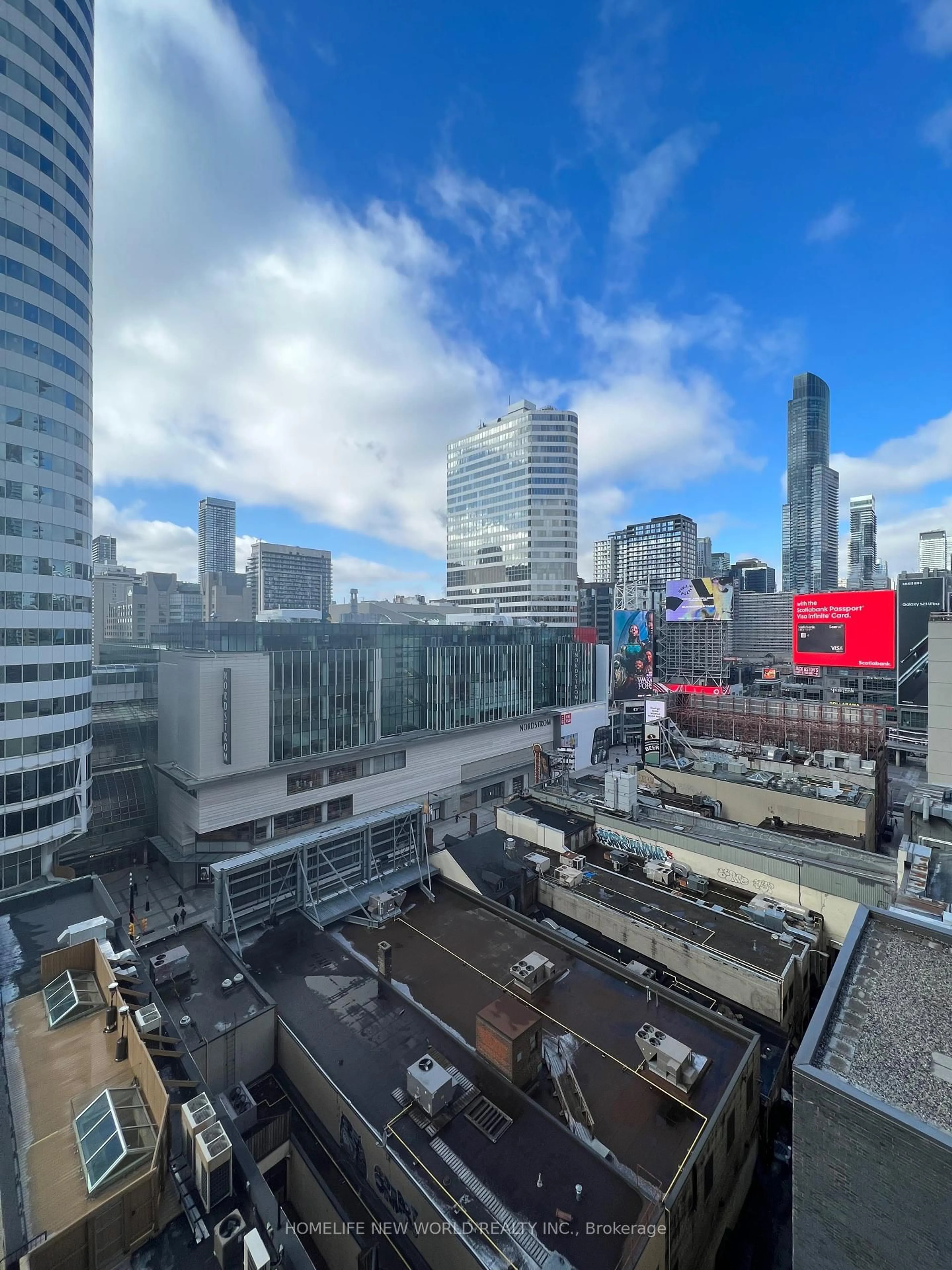 A pic from outside/outdoor area/front of a property/back of a property/a pic from drone, city buildings view from balcony for 220 Victoria St #1308, Toronto Ontario M5B 2R6