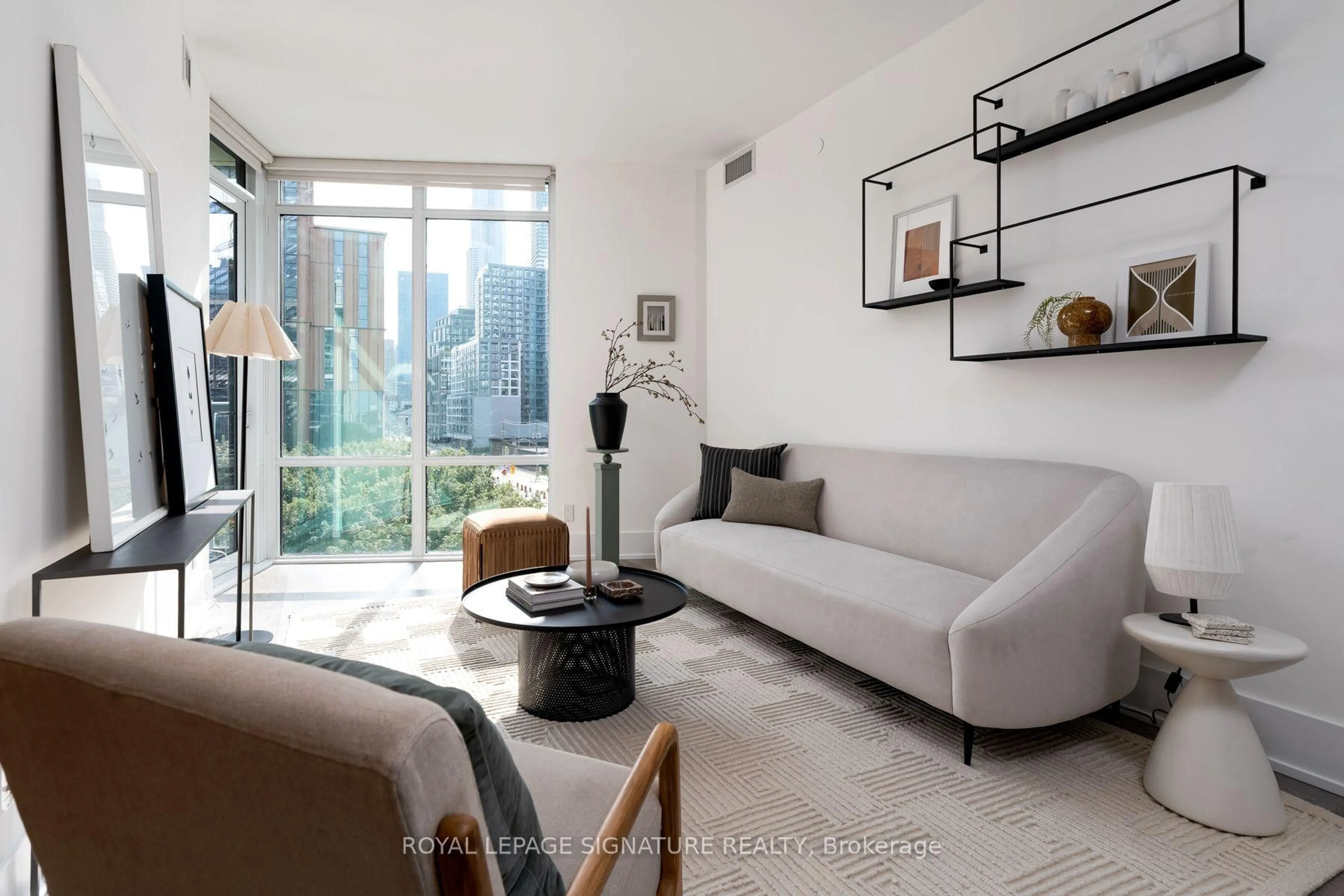Living room with furniture, unknown for 15 Merchants' Wharf #442, Toronto Ontario M5A 0N8