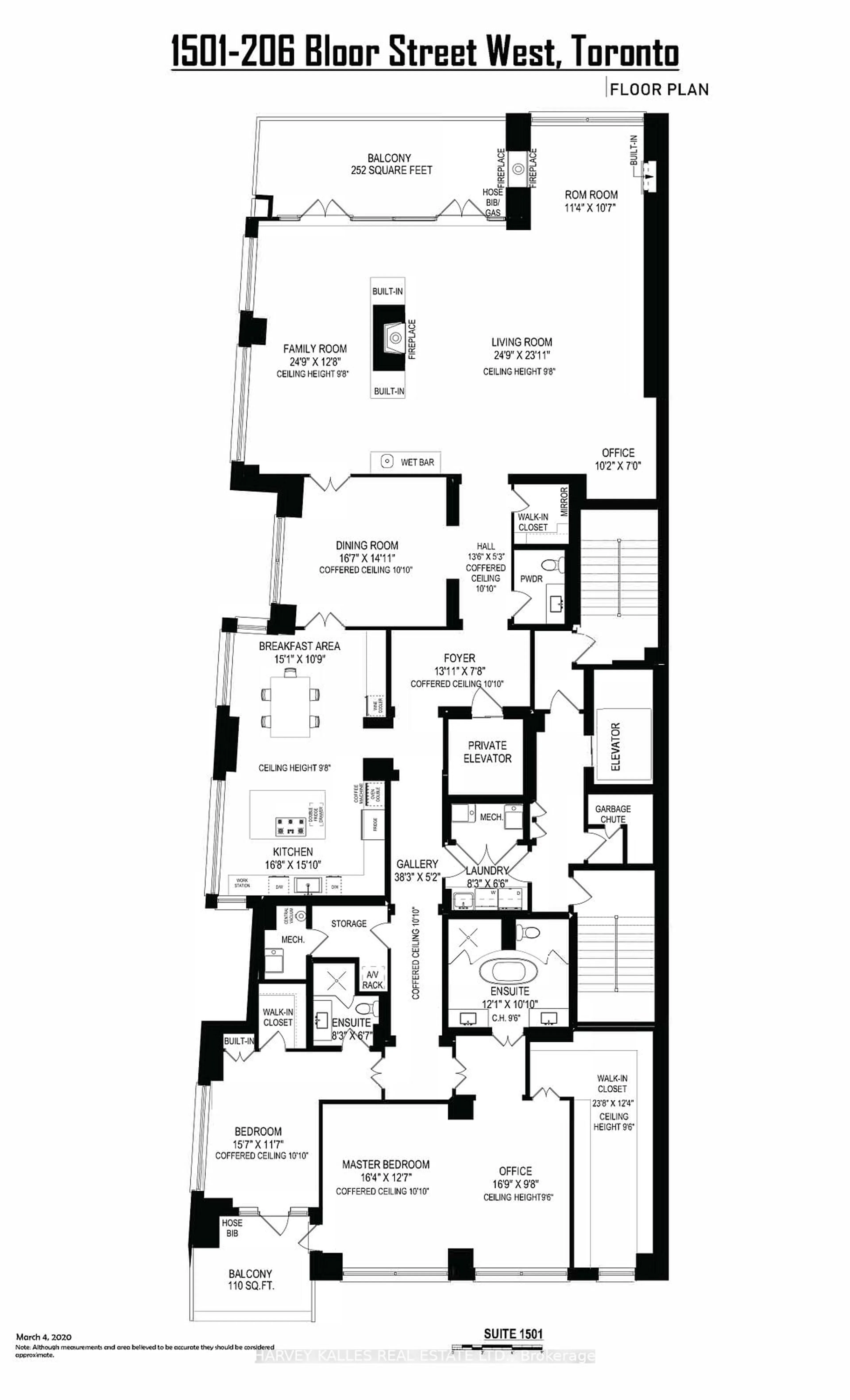 Floor plan for 206 Bloor St #1501, Toronto Ontario M5S 1T8