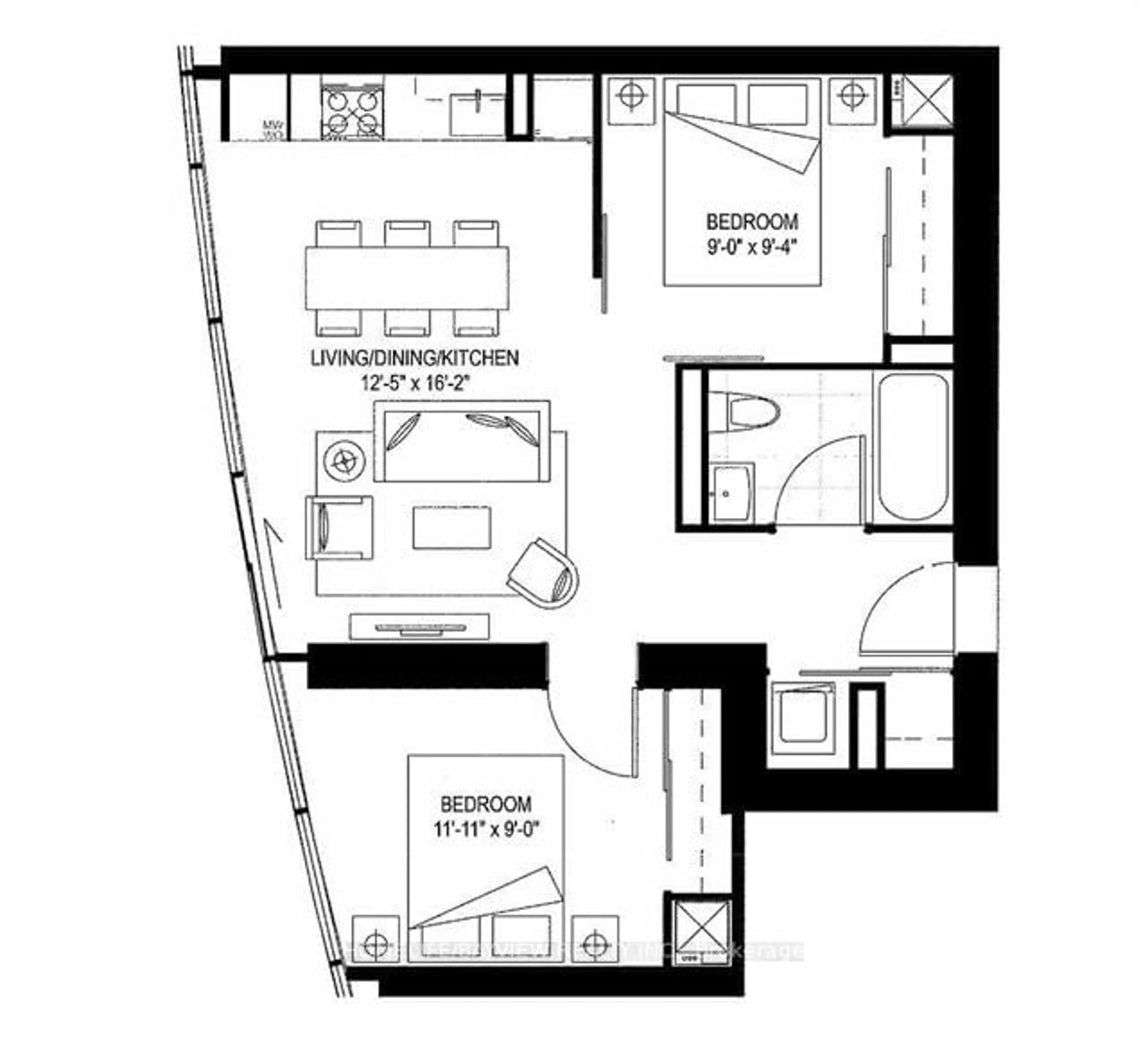 Floor plan for 14 York St #3306, Toronto Ontario M5J 0B1