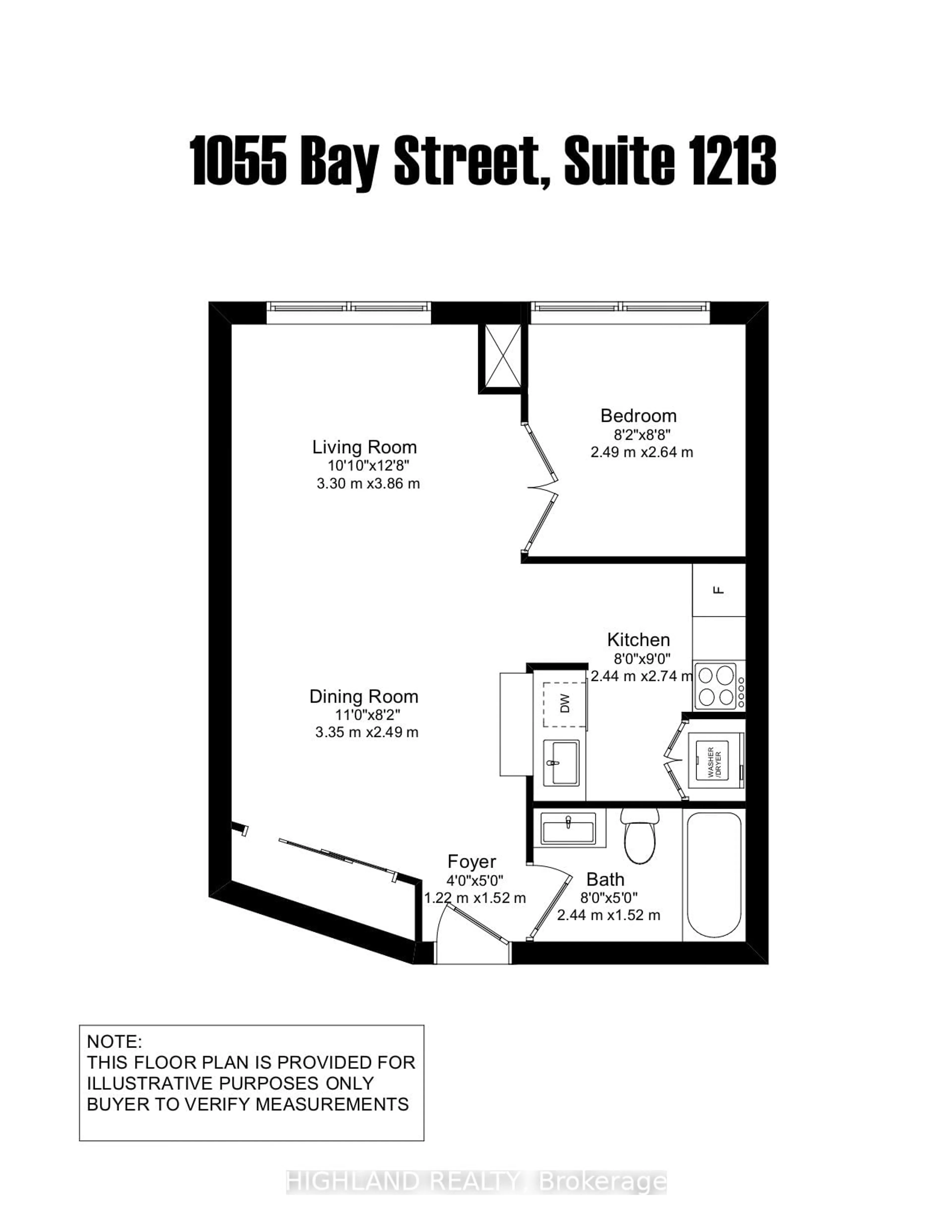 Floor plan for 1055 Bay St #1213, Toronto Ontario M5S 3A3