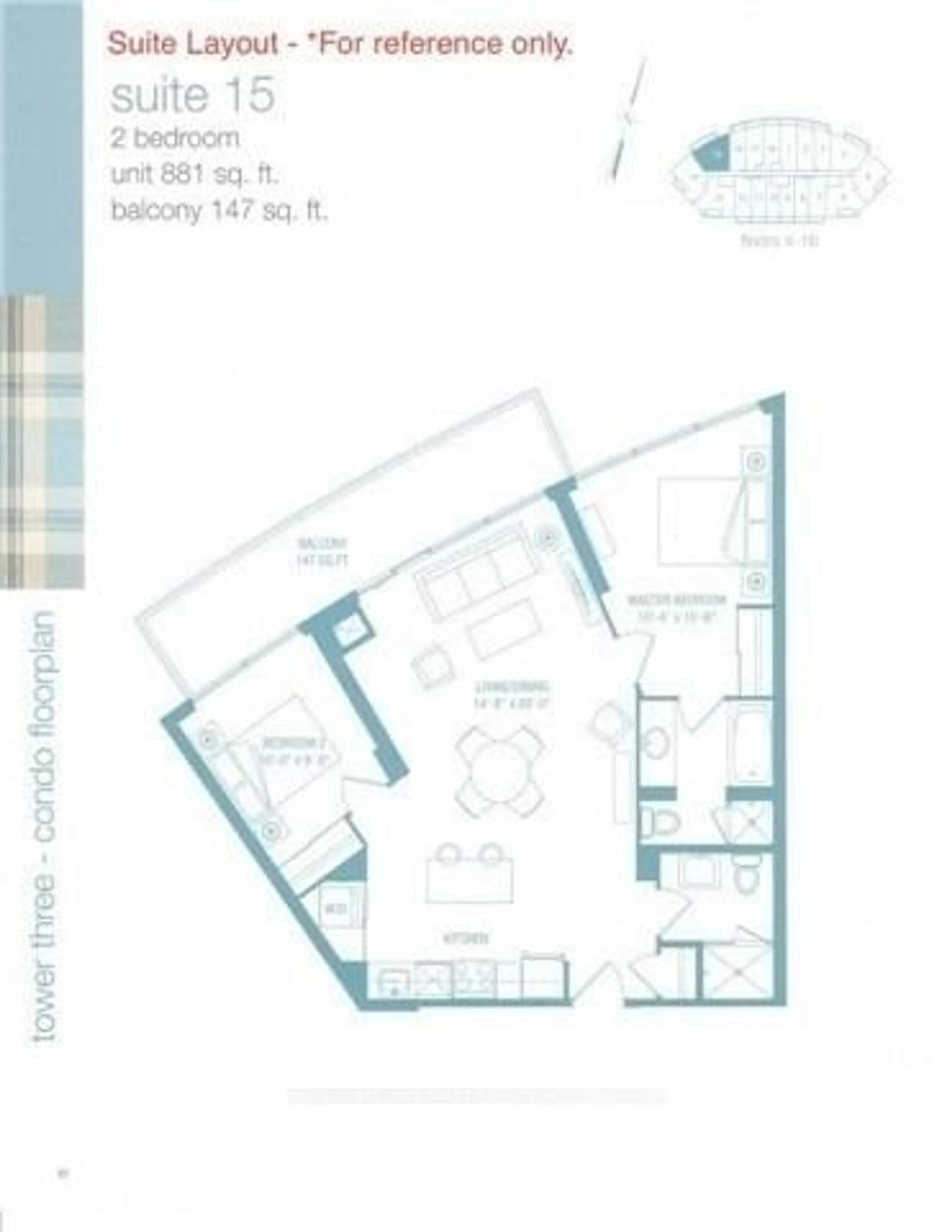 Floor plan for 160 Vanderhoof Ave #415, Toronto Ontario M4G 0B7