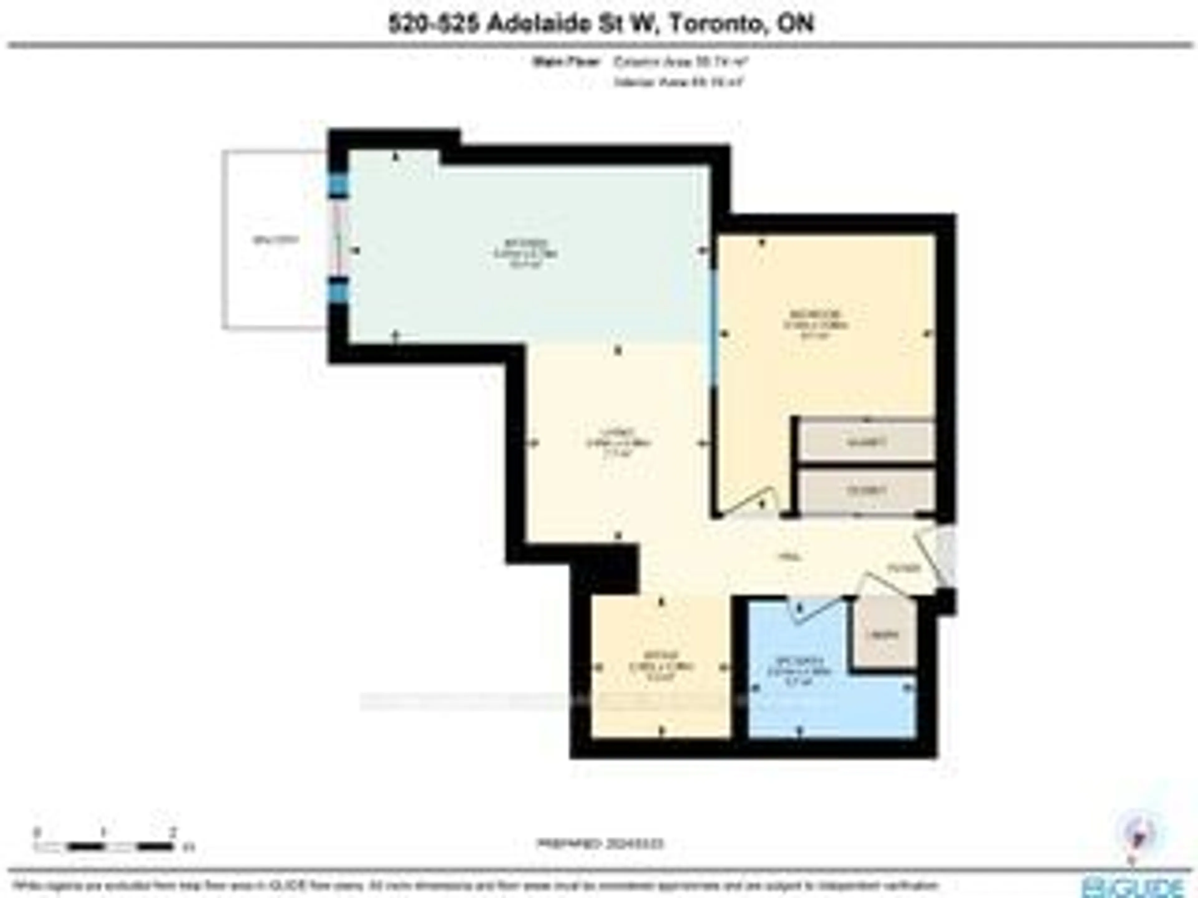 Floor plan for 525 Adelaide St #520, Toronto Ontario M5V 1T4