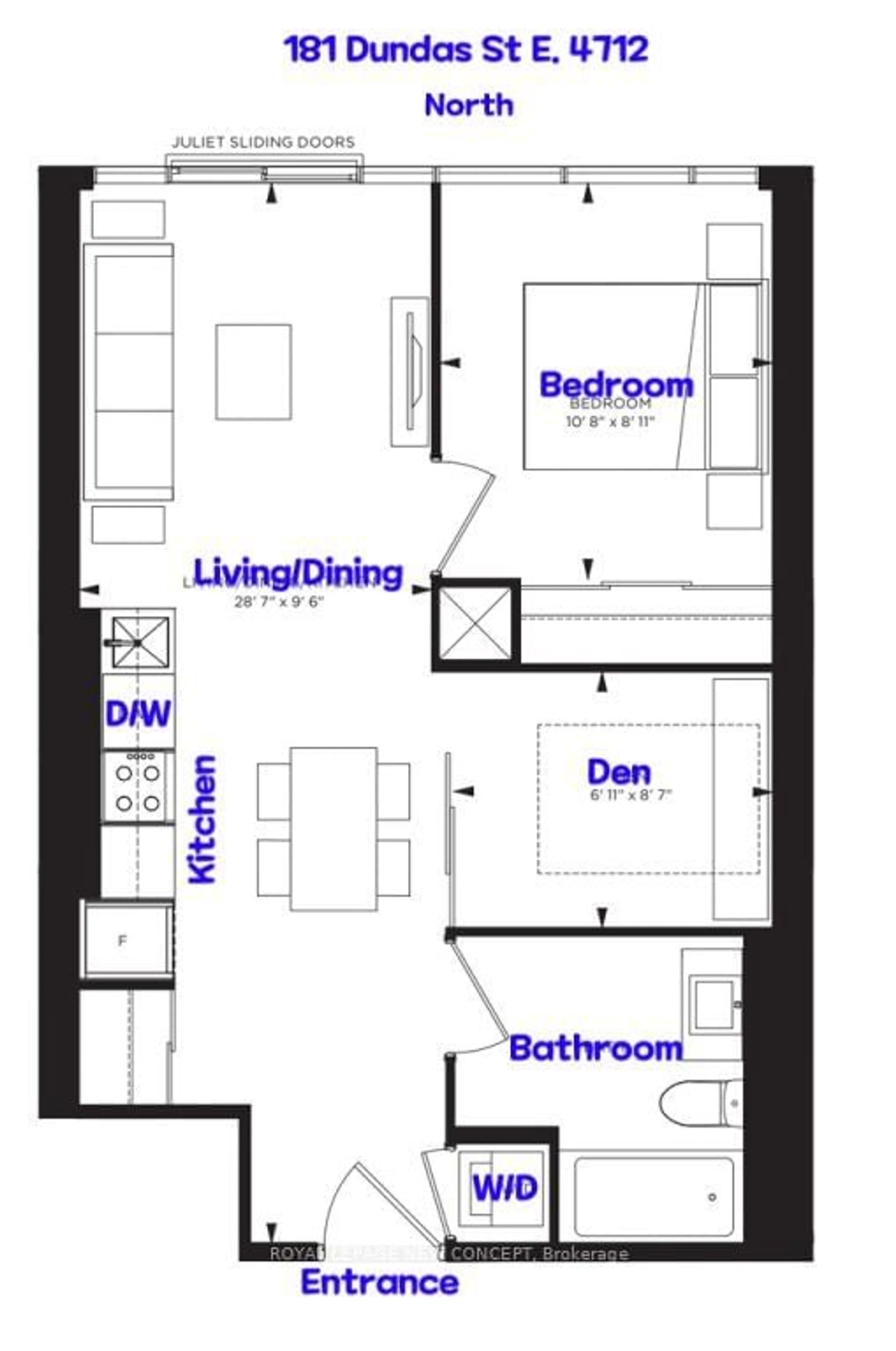 Floor plan for 181 Dundas St #4812, Toronto Ontario M5A 0N5