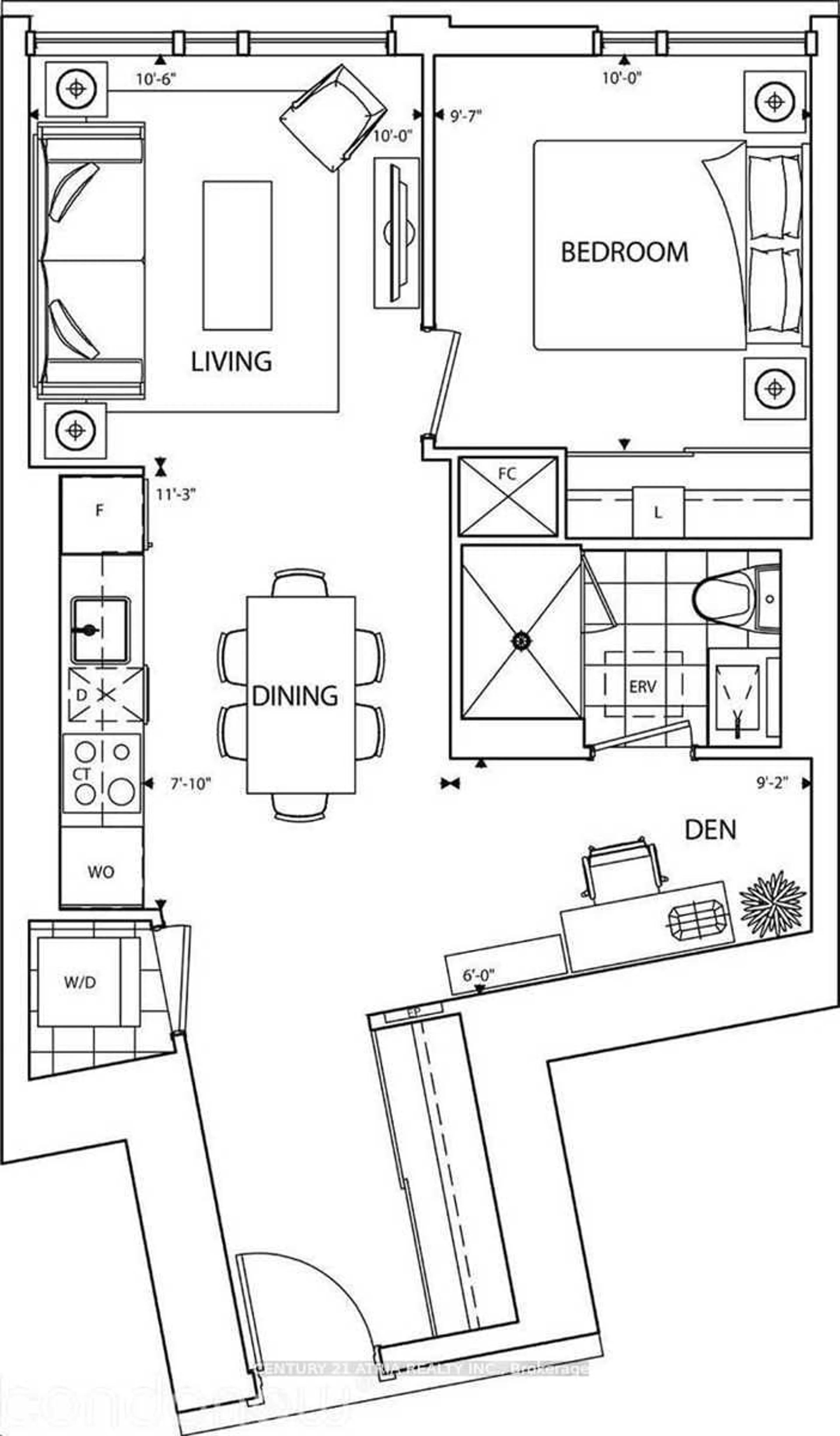 Floor plan for 10 York St #2807, Toronto Ontario M5J 0E1