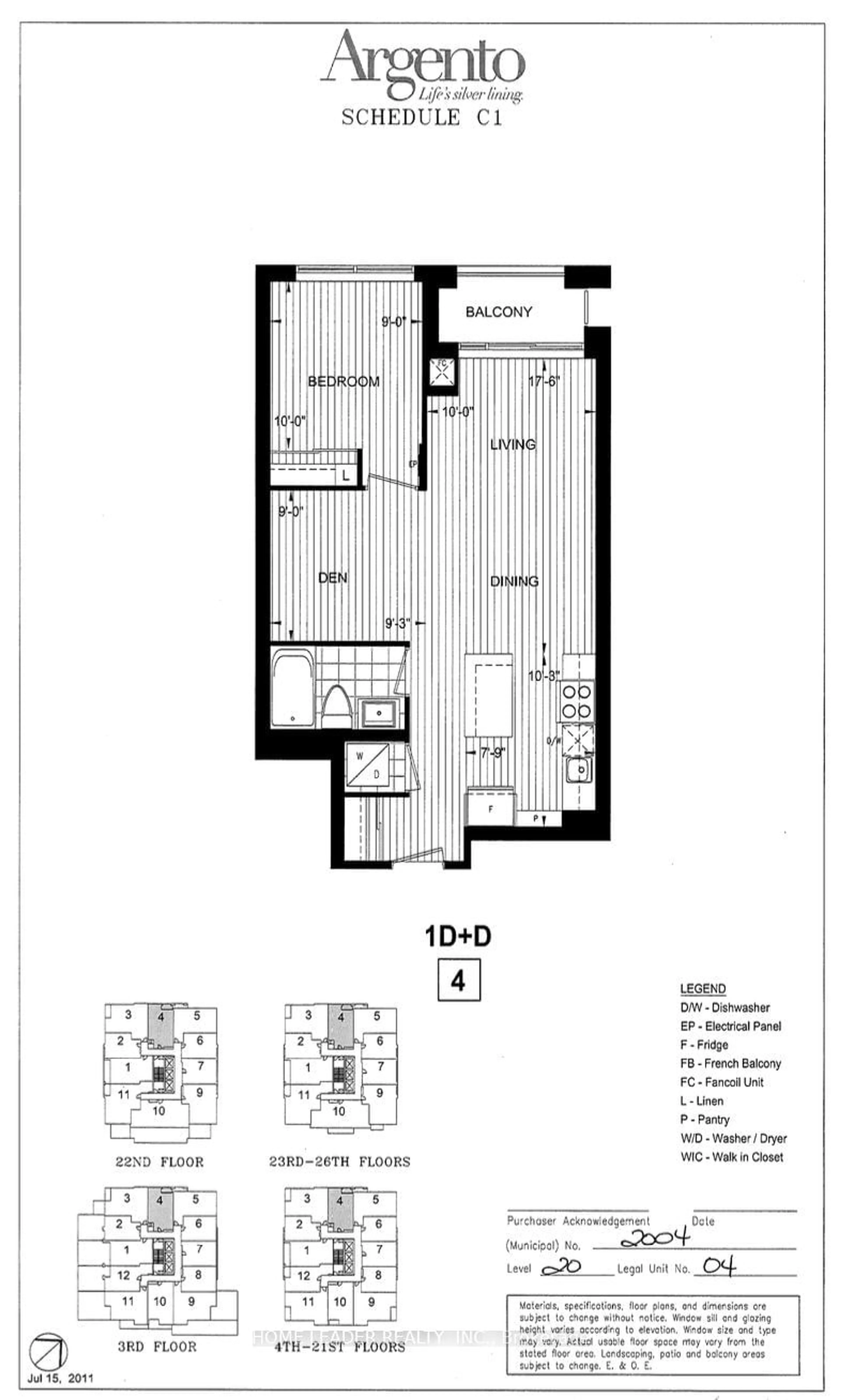 Floor plan for 18 Graydon Hall Dr #2004, Toronto Ontario M3A 0A4