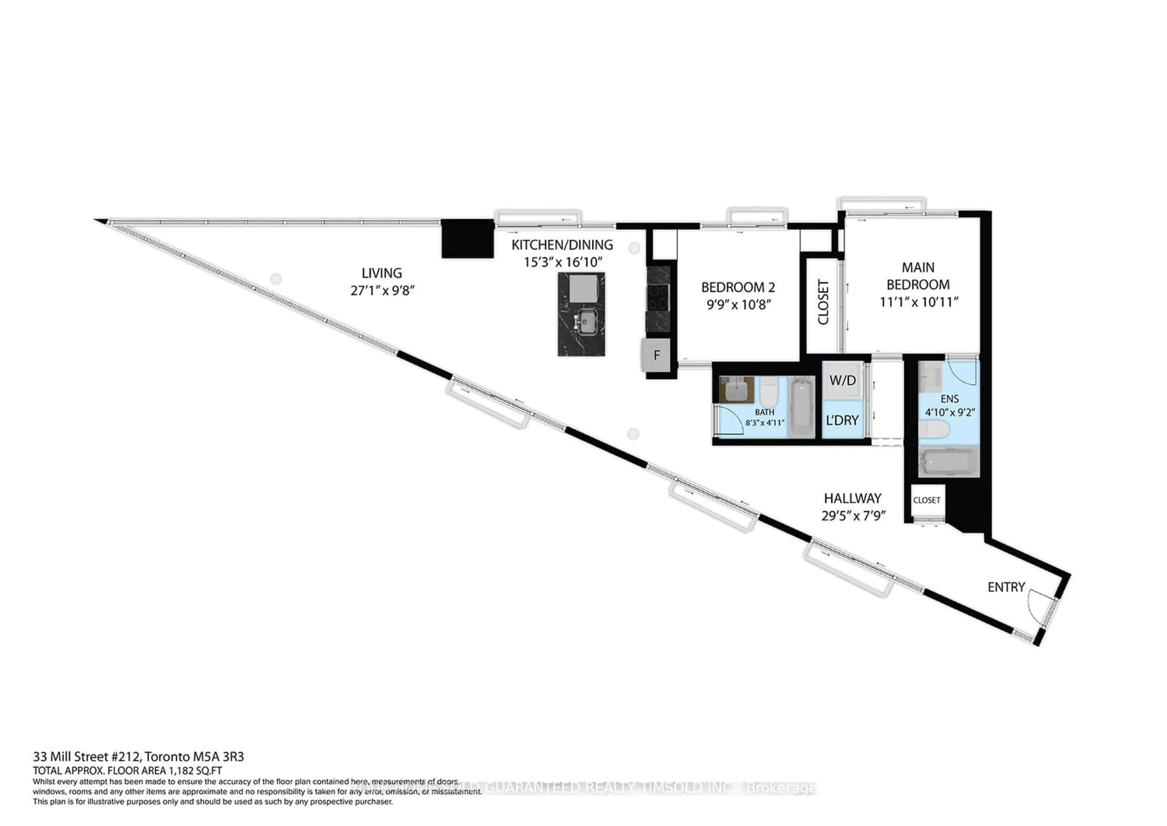 Floor plan for 33 Mill St #212, Toronto Ontario M5A 3R3