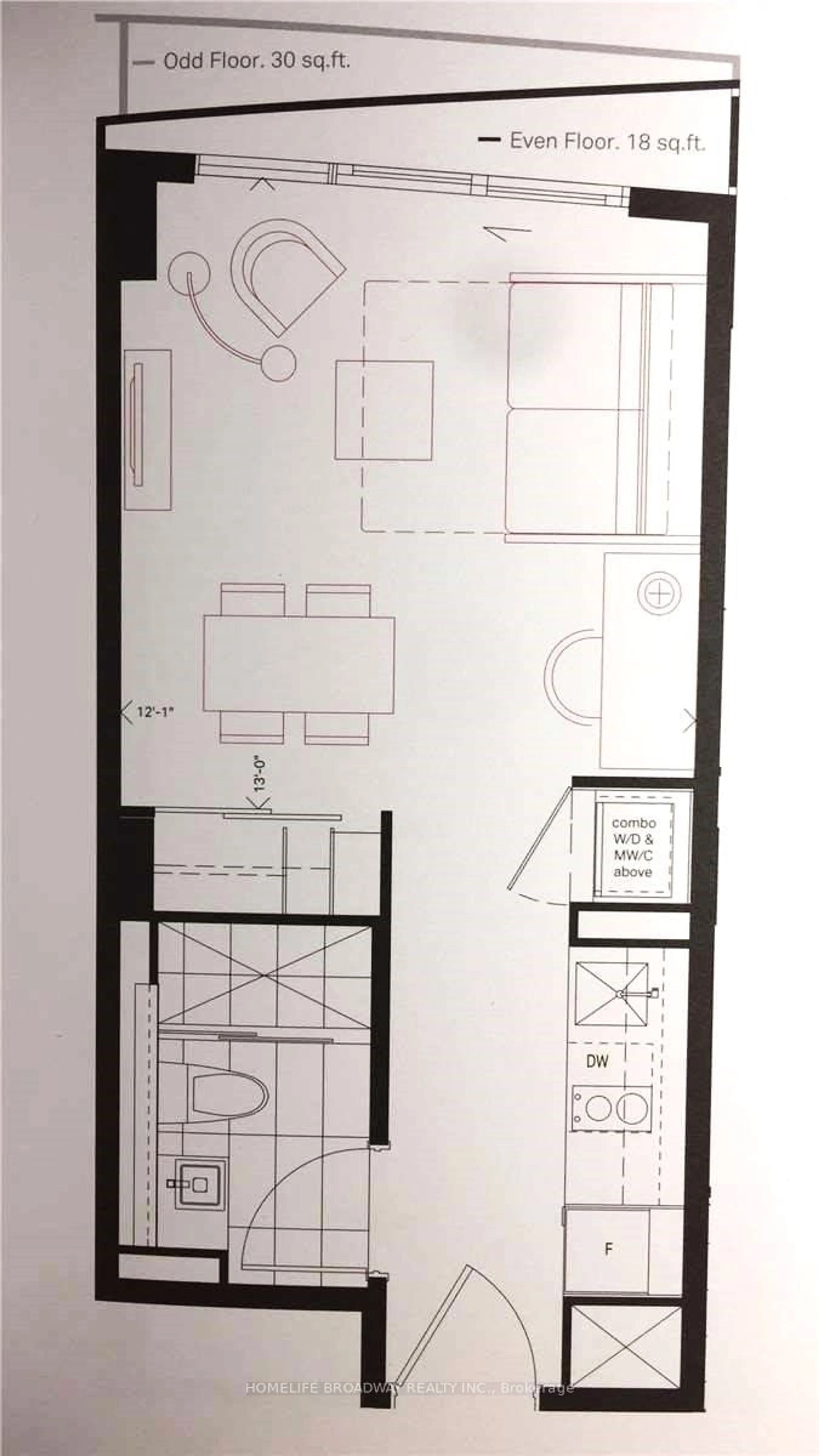 Floor plan for 215 Queen St #609, Toronto Ontario M5V 0P5