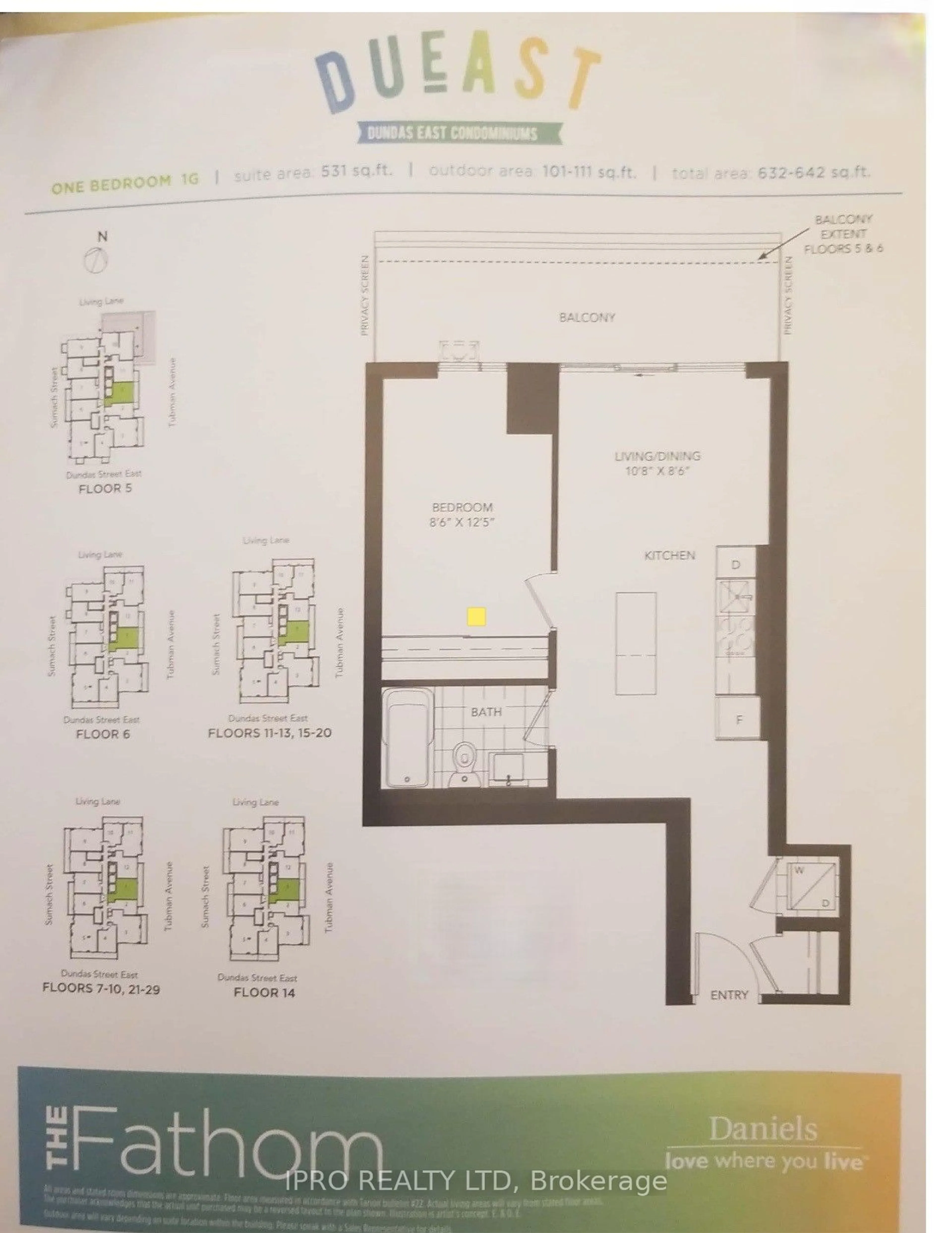 Floor plan for 225 Sumach St #2701, Toronto Ontario M5A 0B9