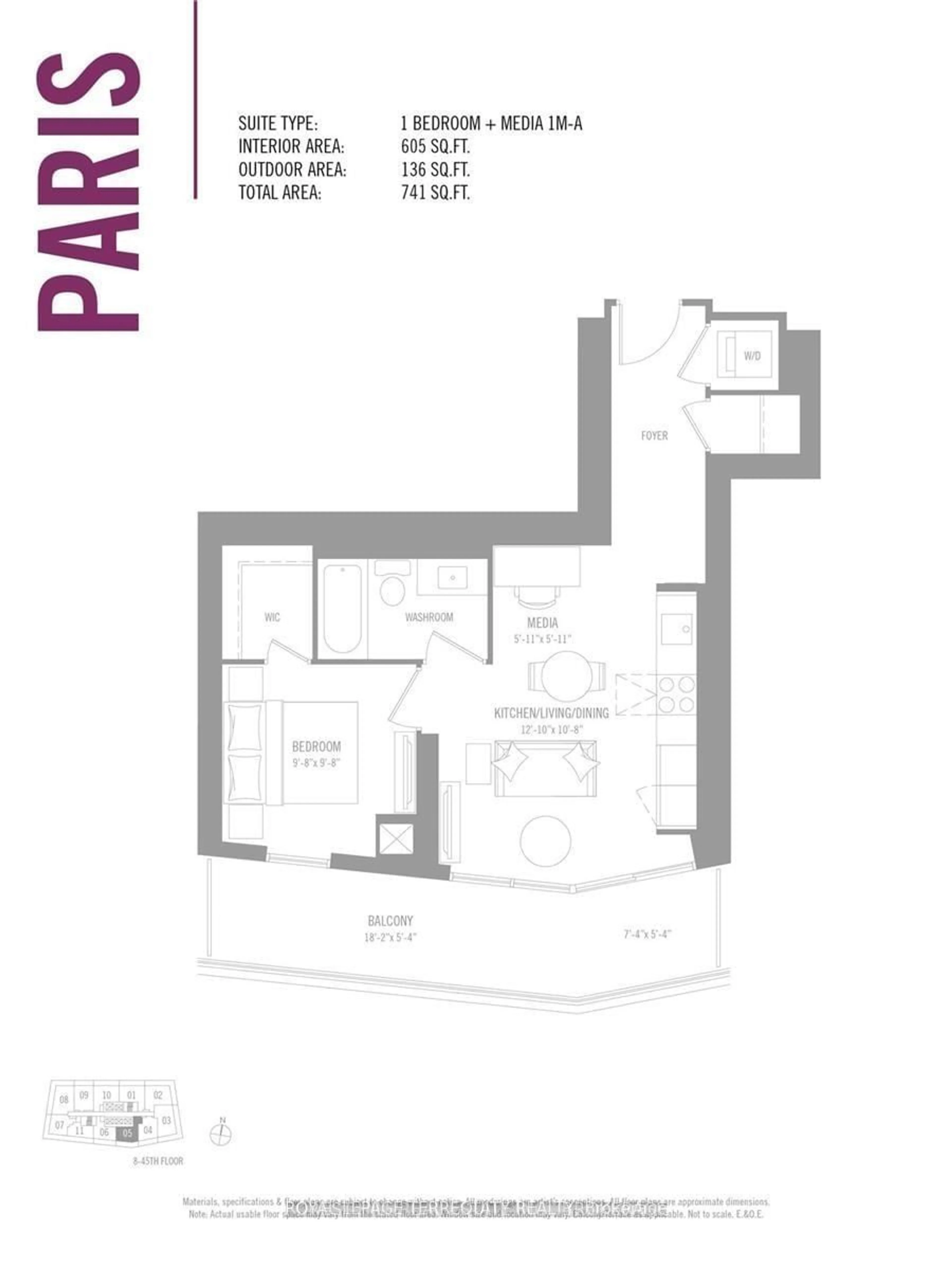 Floor plan for 2221 Yonge St #905, Toronto Ontario M4S 0B8