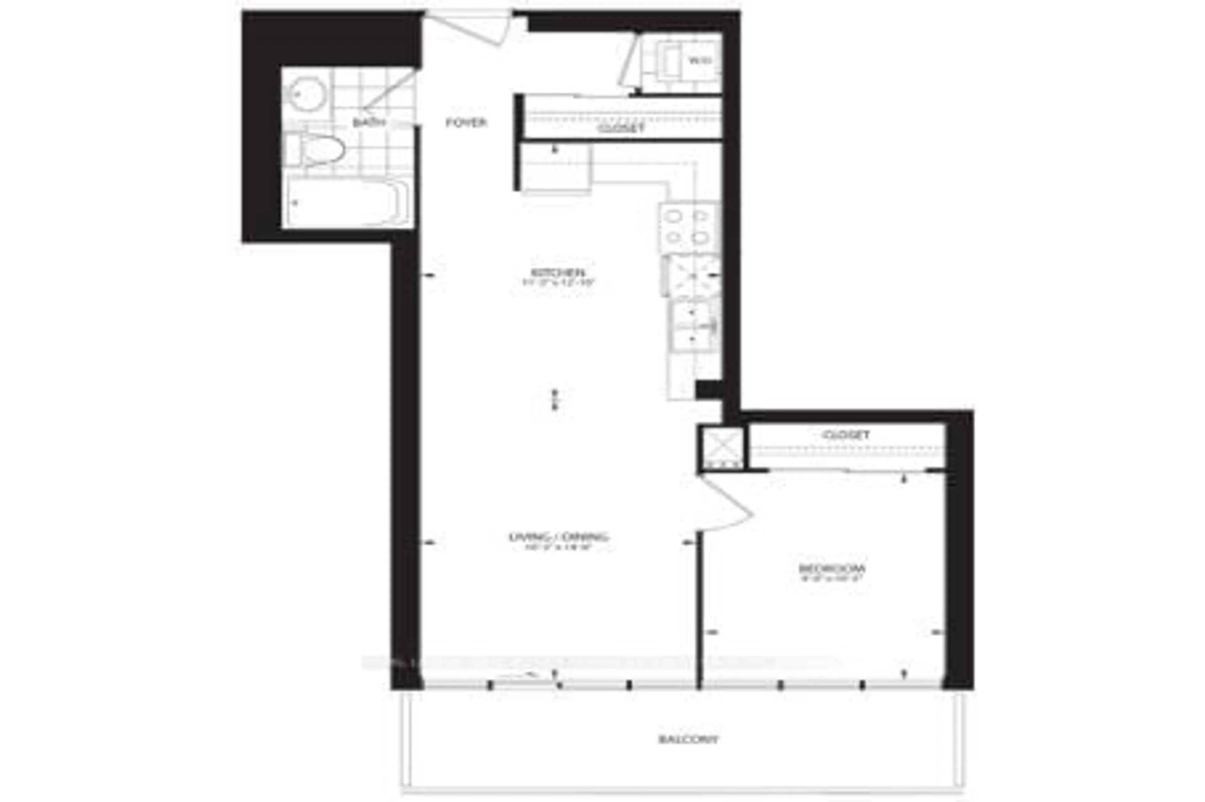 Floor plan for 33 Bay St #1509, Toronto Ontario M5J 2Z3