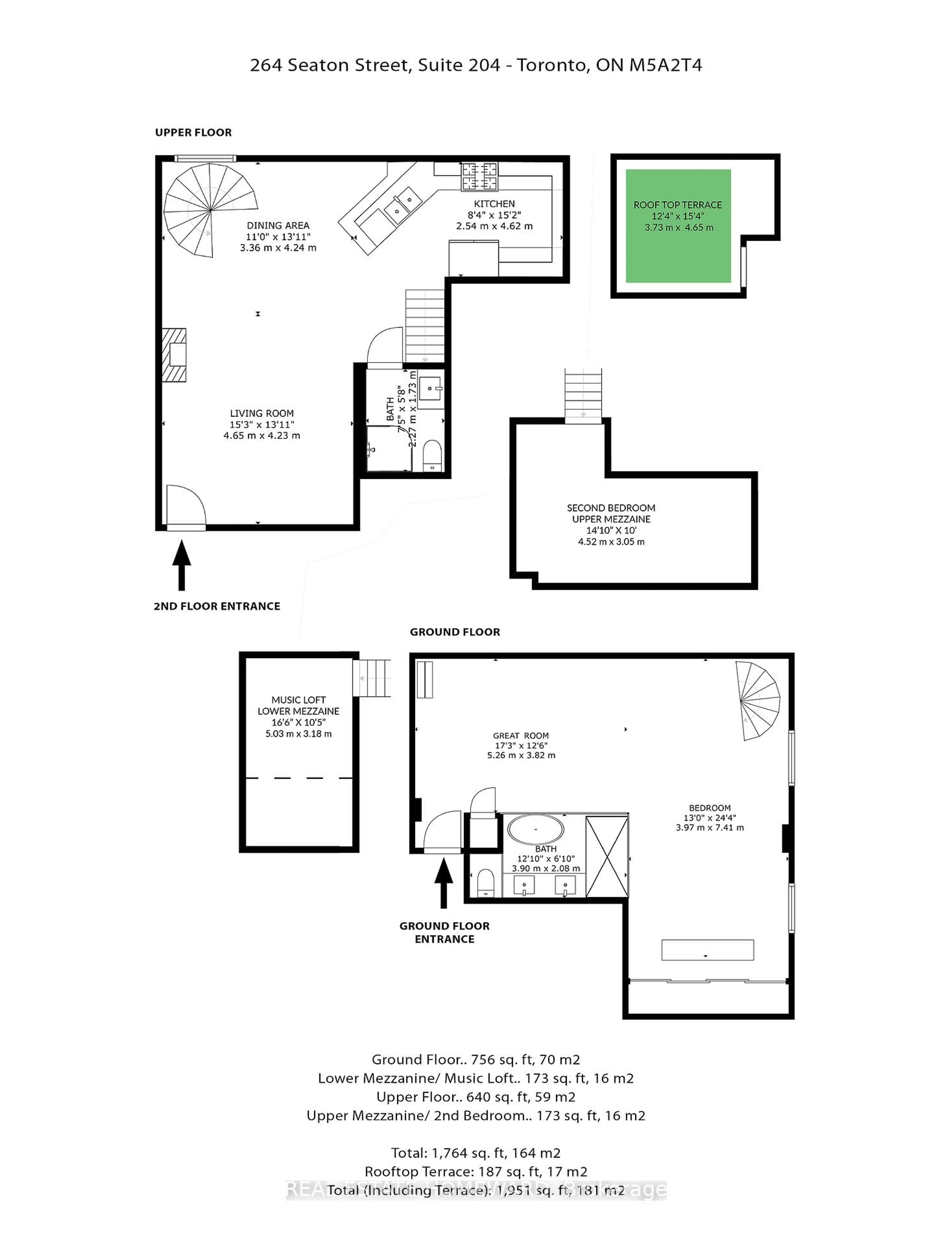 Floor plan for 264 Seaton St #204, Toronto Ontario M5A 2T4