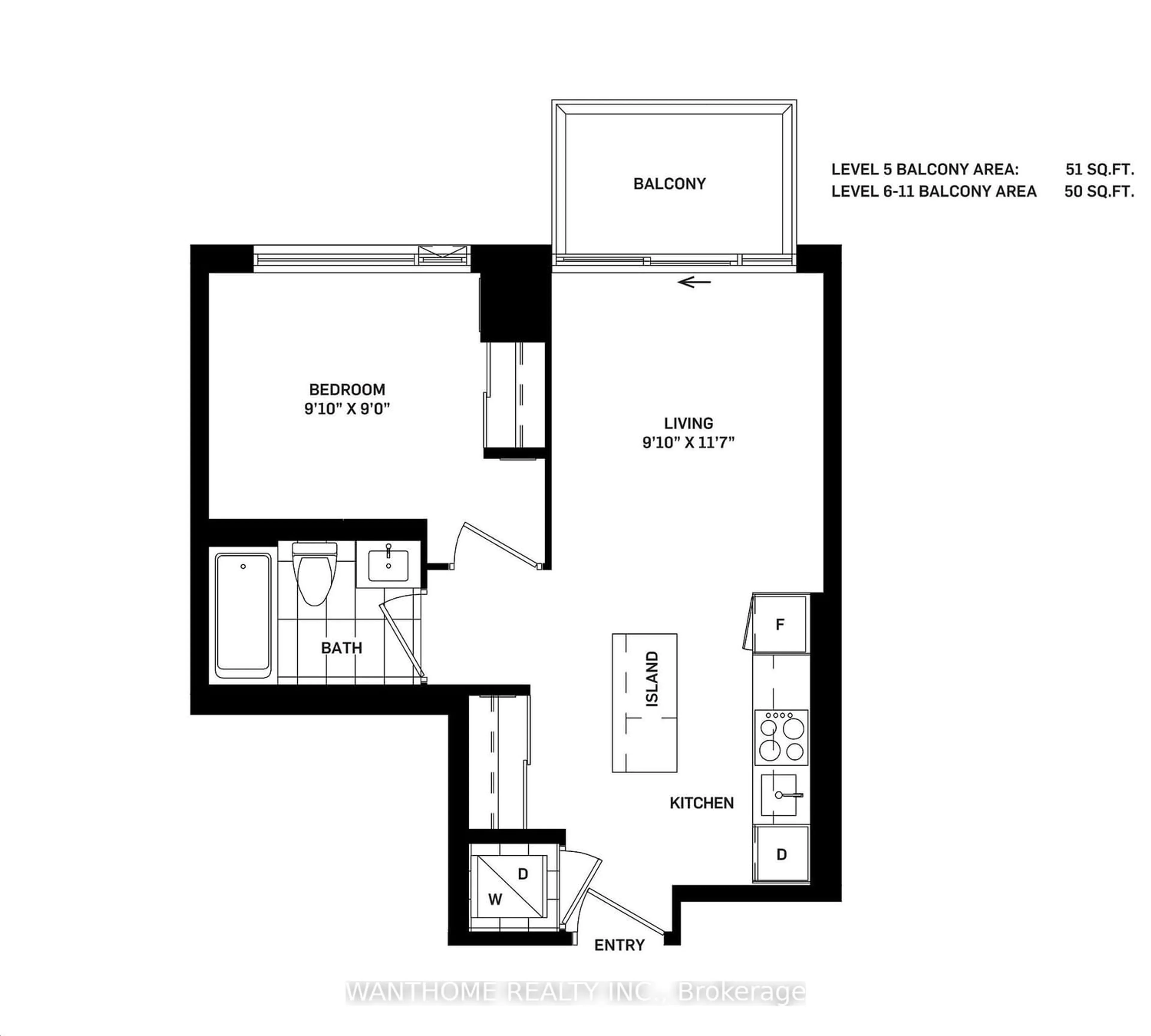 Floor plan for 35 Tubman Ave #512, Toronto Ontario M5A 0M8