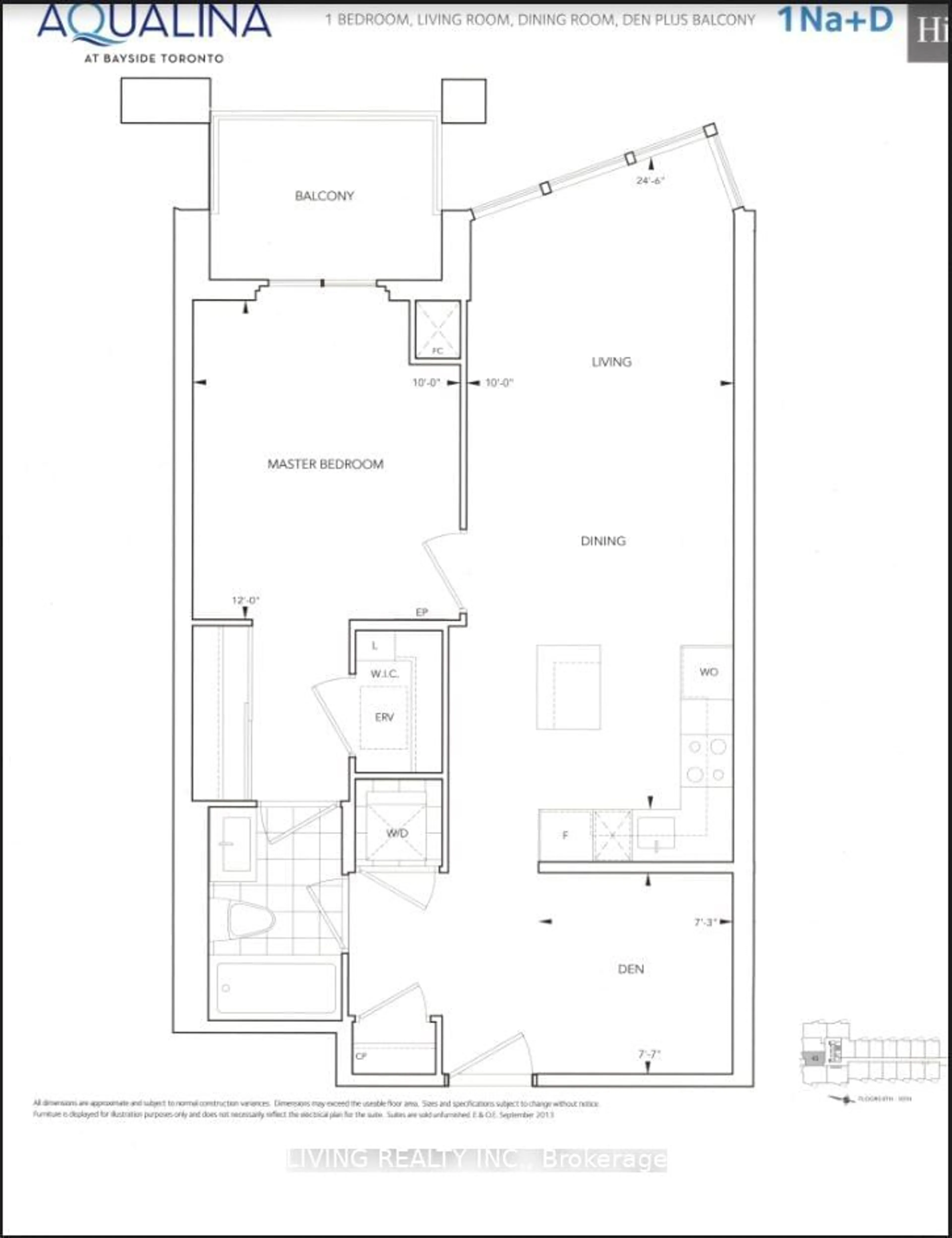 Floor plan for 15 Merchant's Wharf #1043, Toronto Ontario M5A 0N8