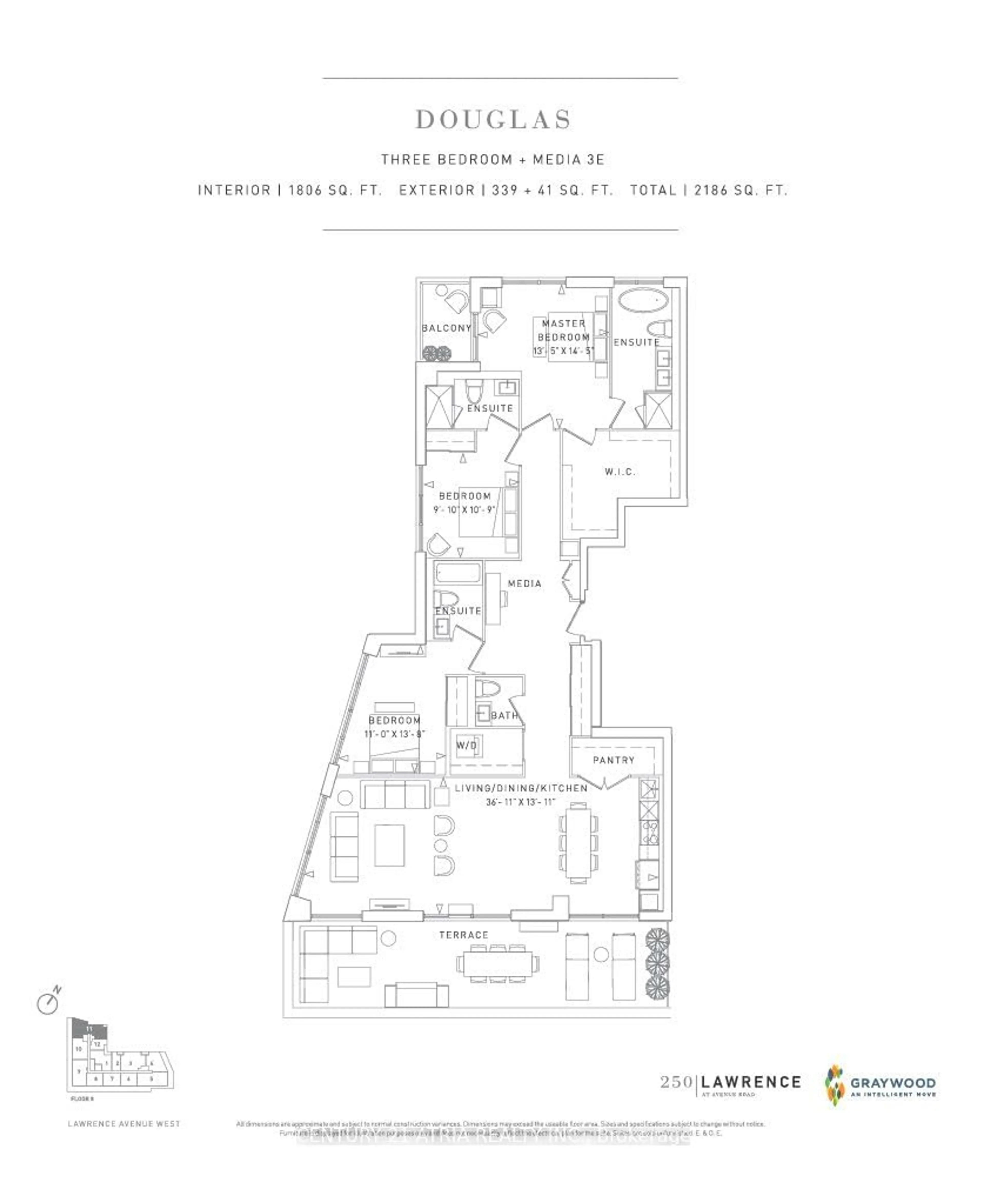 Floor plan for 250 Lawrence Ave #811, Toronto Ontario M5M 1B1
