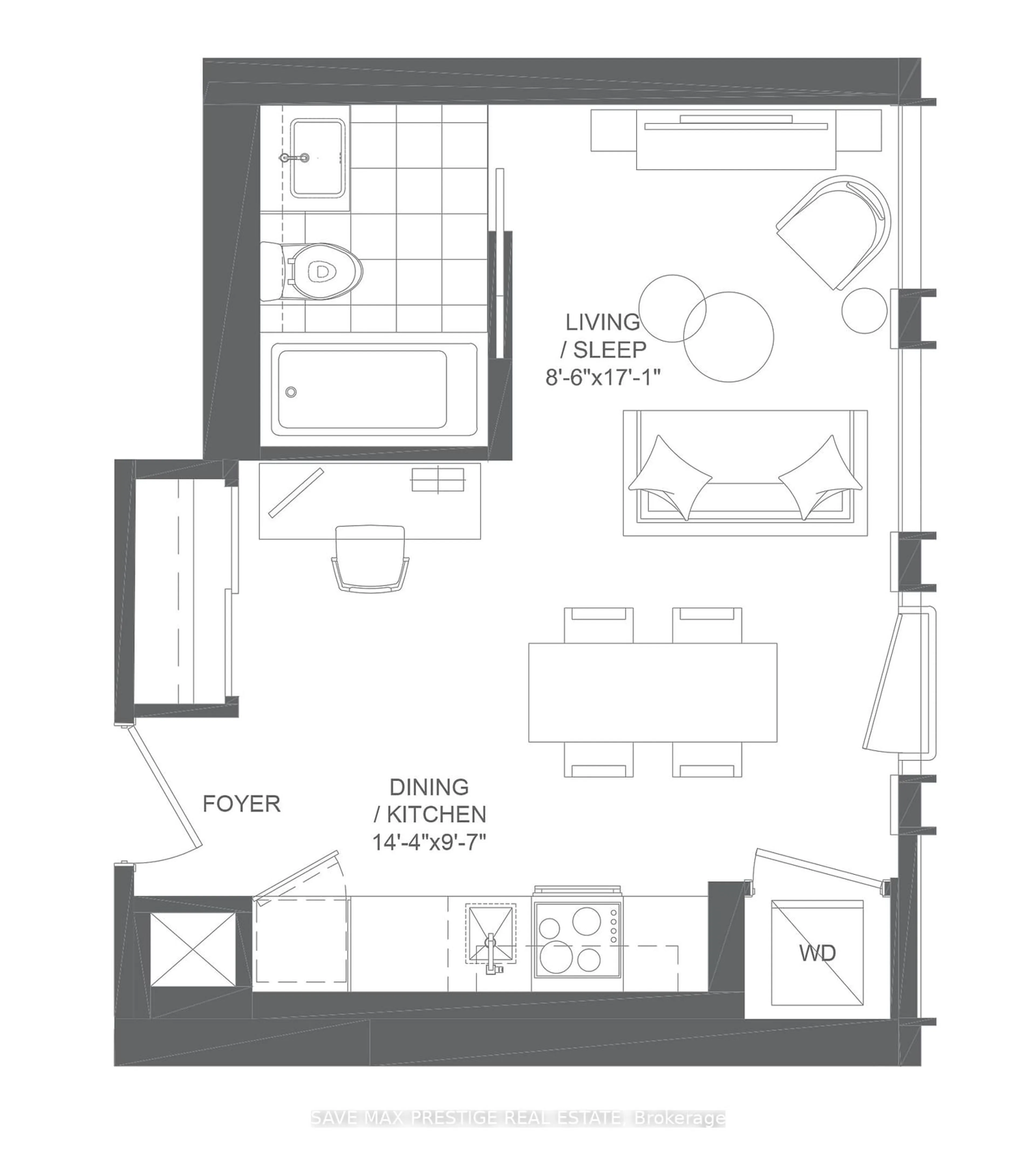 Floor plan for 234 Simcoe St #1701, Toronto Ontario M5T 1T4