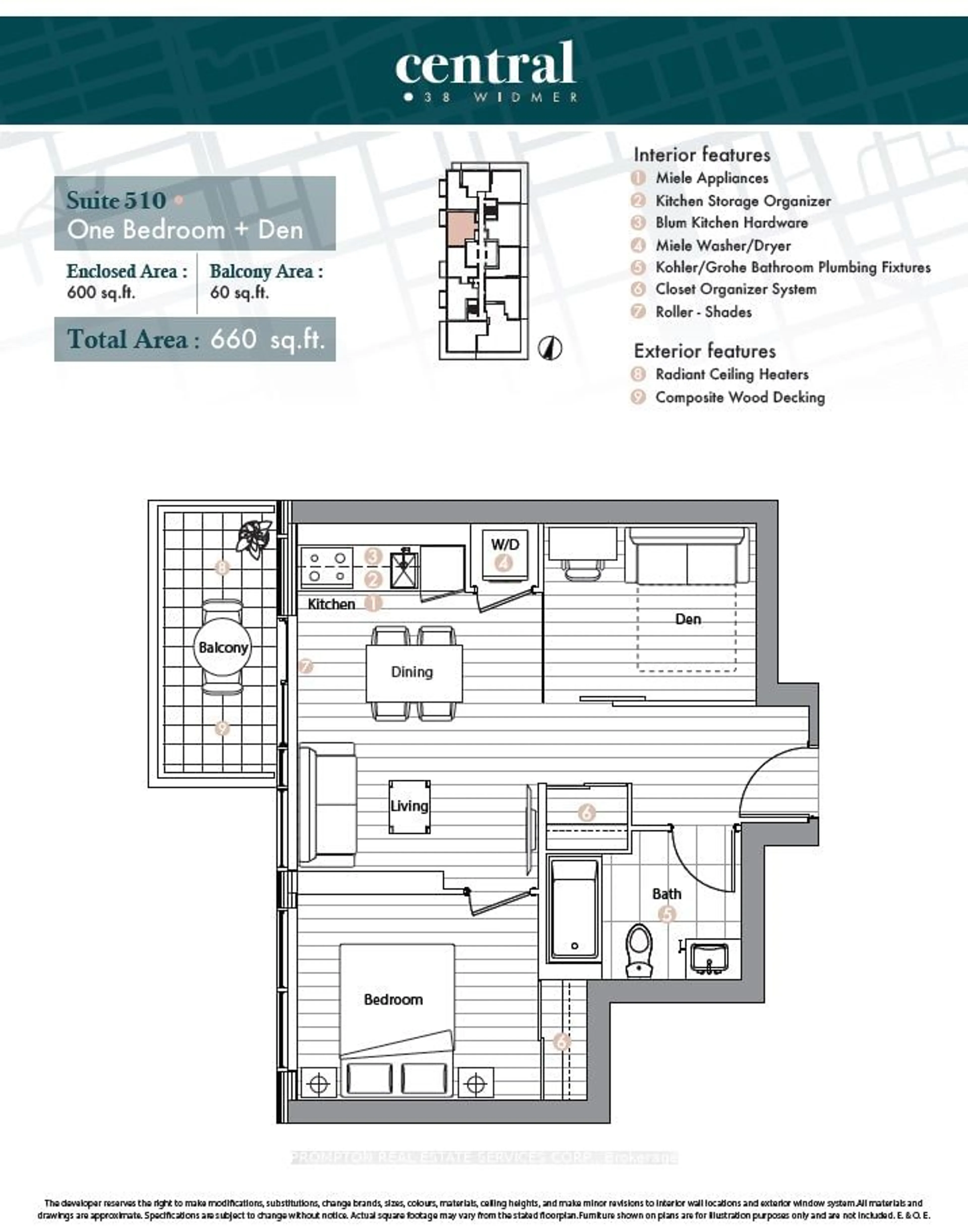 Floor plan for 38 Widmer St #510, Toronto Ontario M5V 0P7