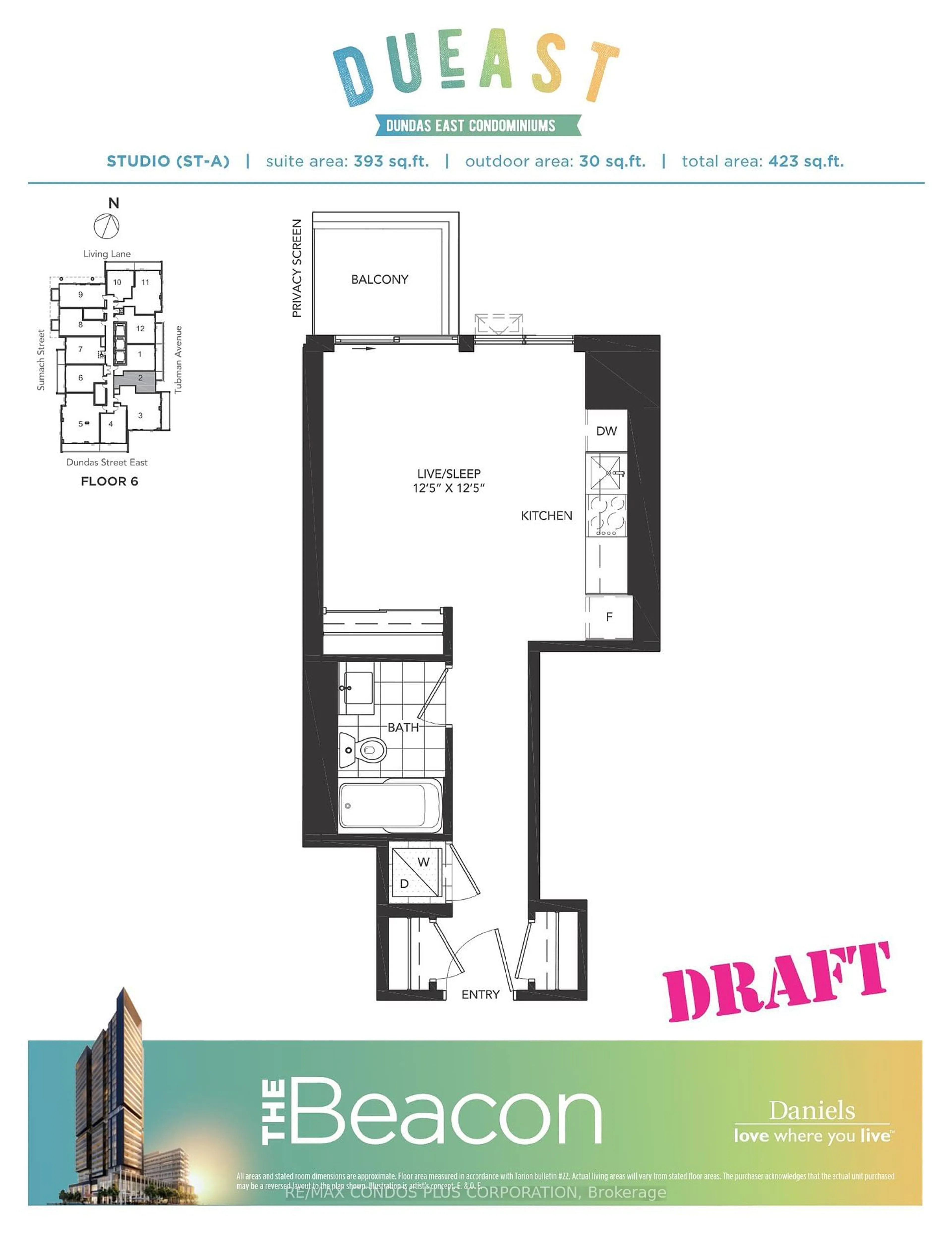 Floor plan for 225 Sumach St #702, Toronto Ontario M5A 0P8