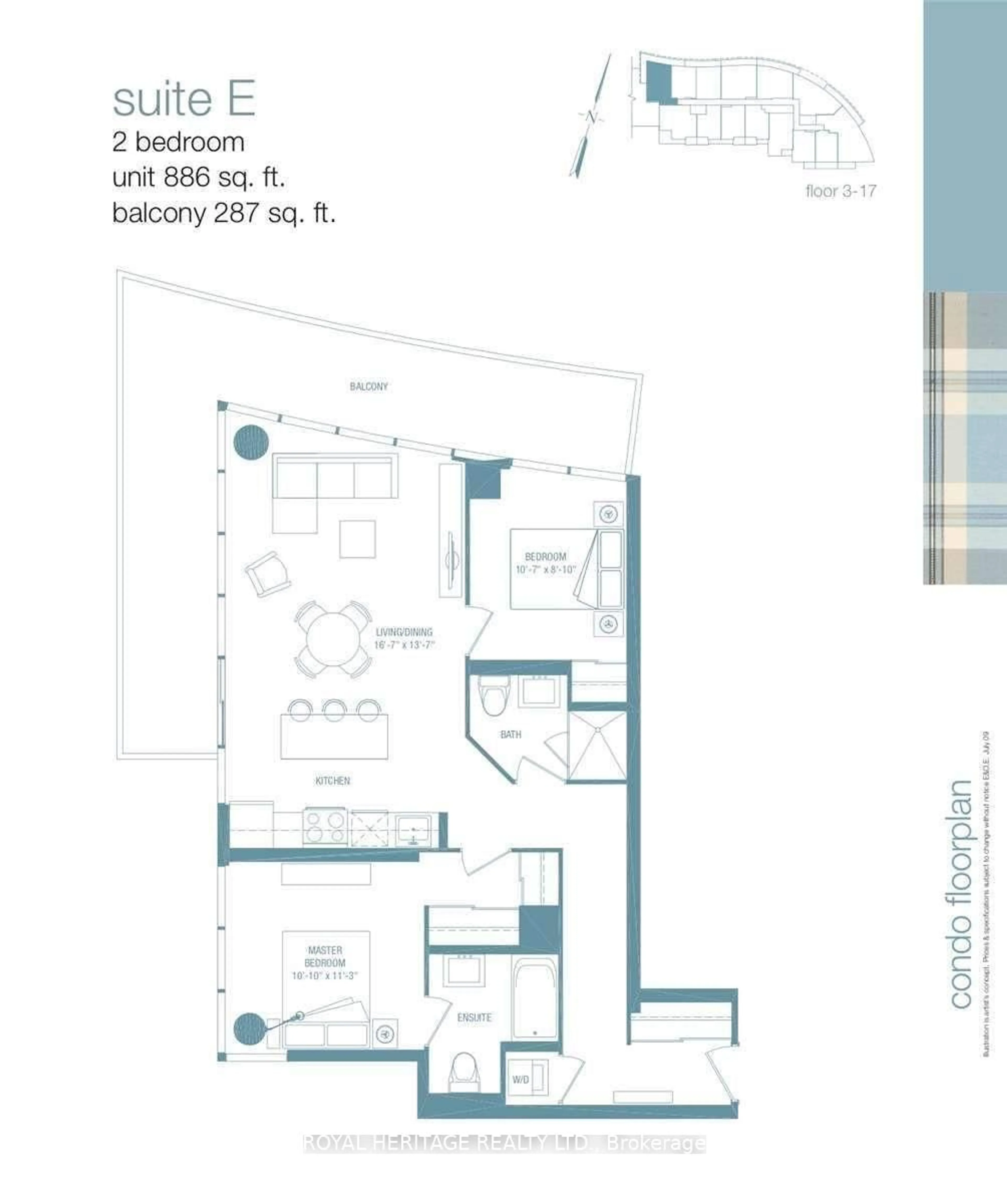 Floor plan for 35 Brian Peck Cres #1001, Toronto Ontario M4G 0A5