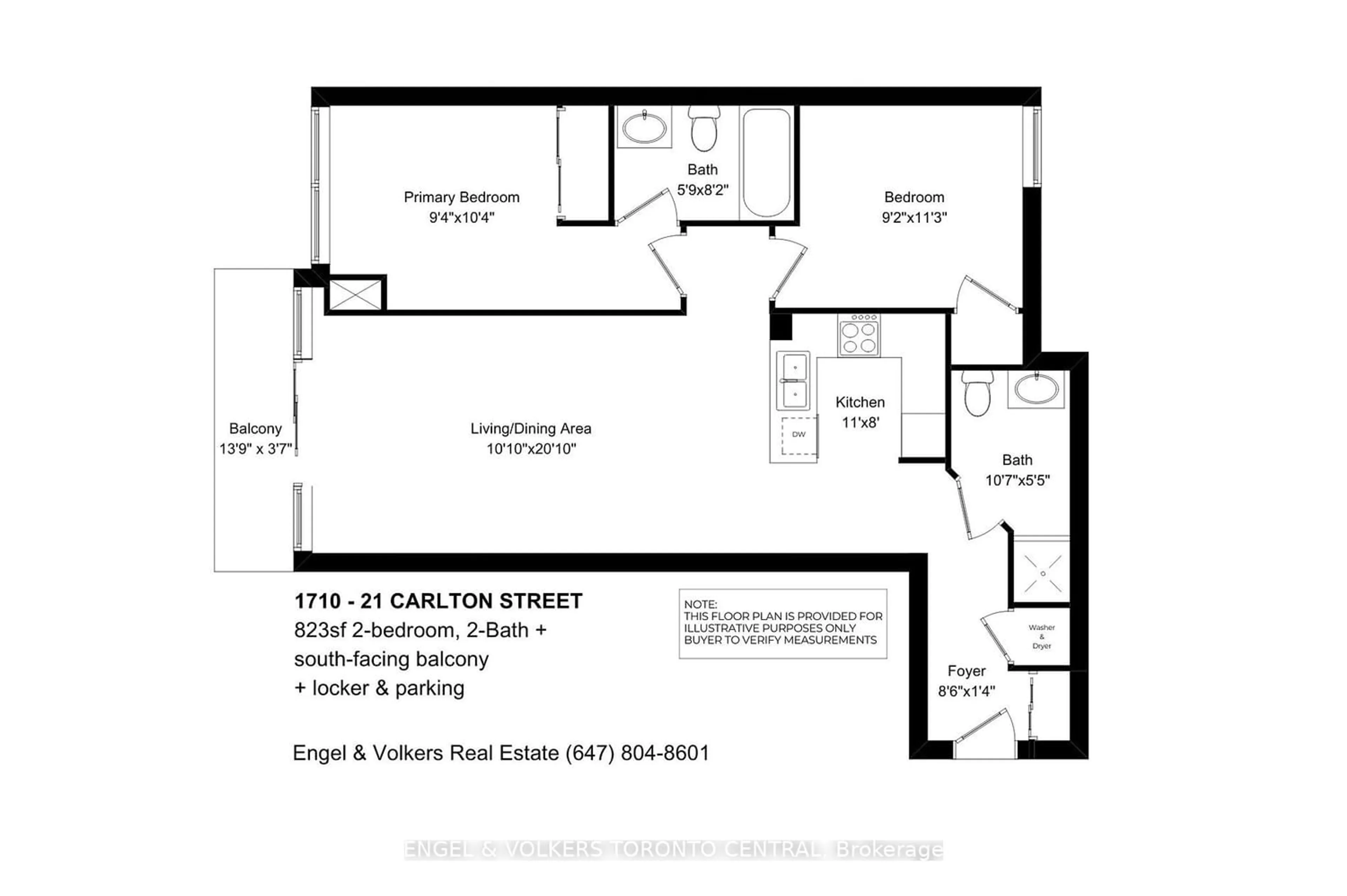 Floor plan for 21 Carlton St #1710, Toronto Ontario M5B 1L3