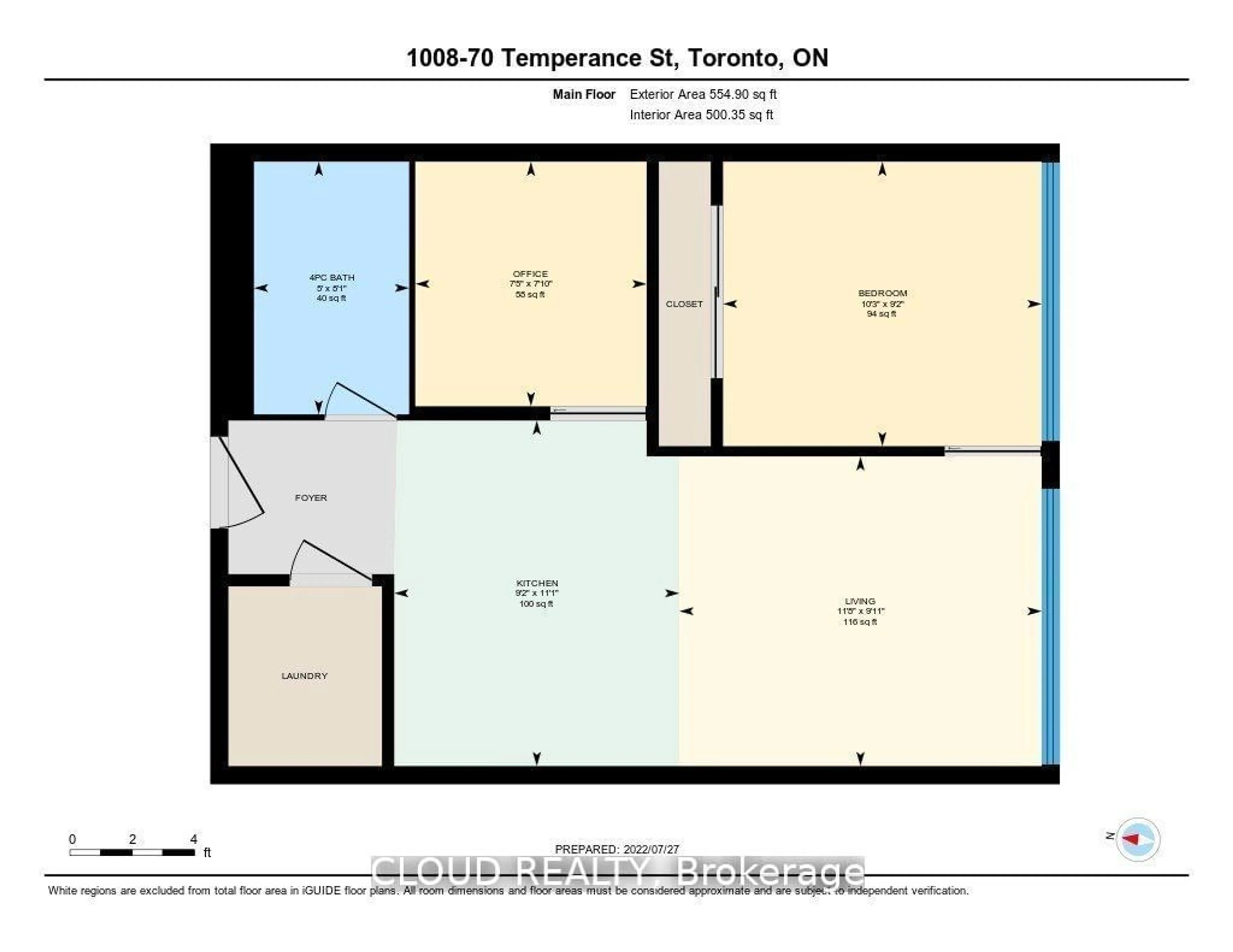 Floor plan for 70 Temperance St #1008, Toronto Ontario M5H 4E8