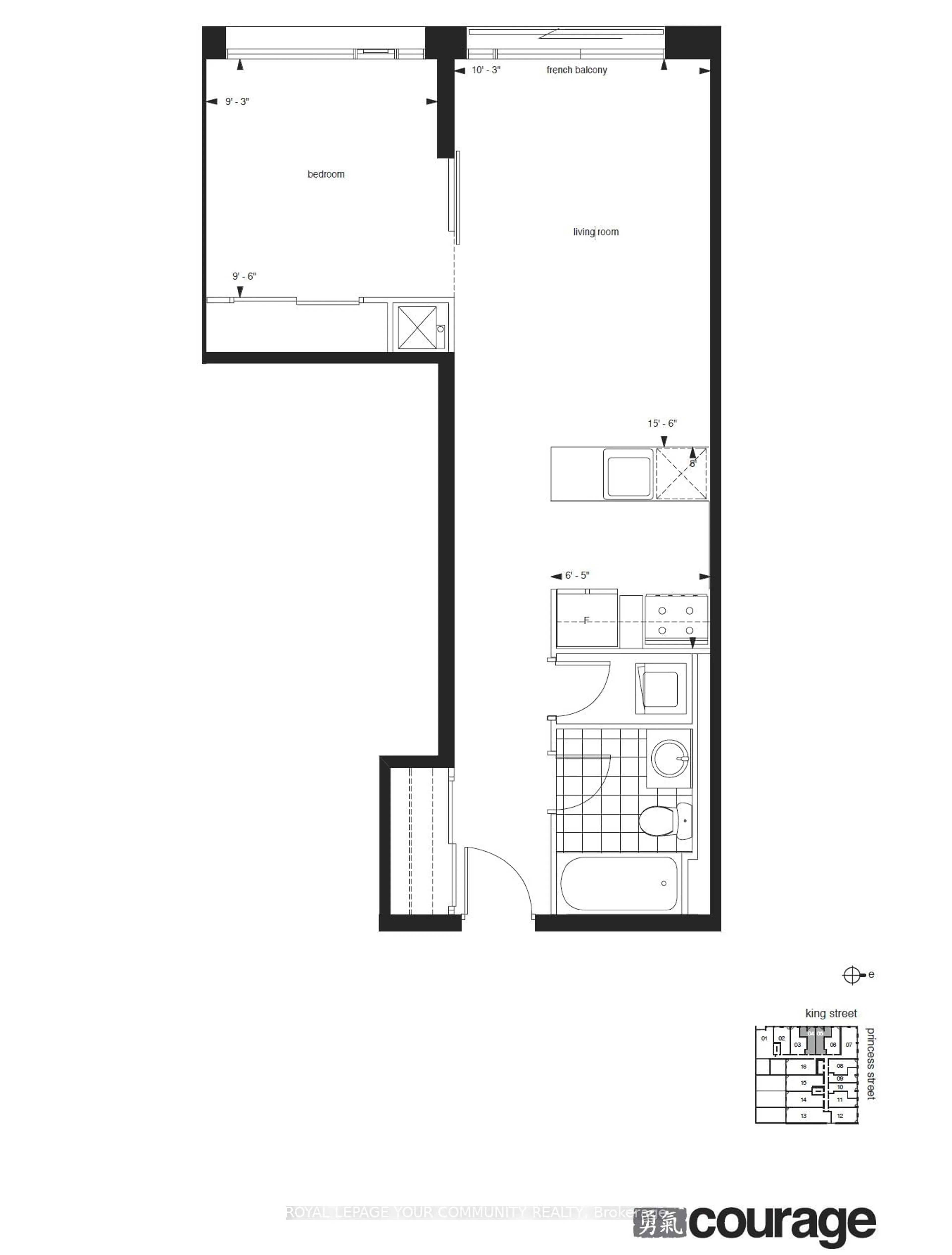 Floor plan for 138 Princess St #304, Toronto Ontario M5A 0B1