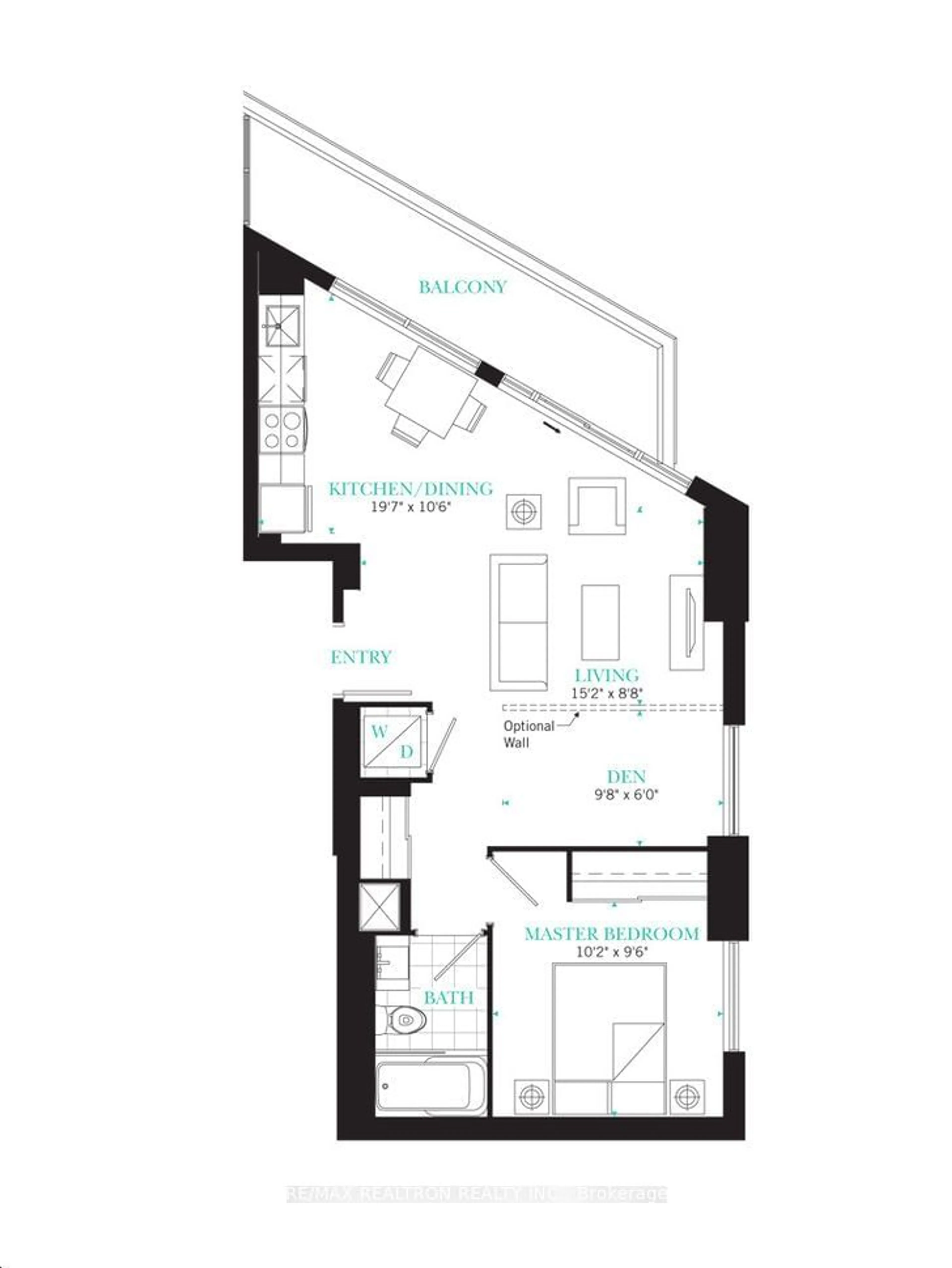 Floor plan for 99 John St #1409, Toronto Ontario M5V 0S6