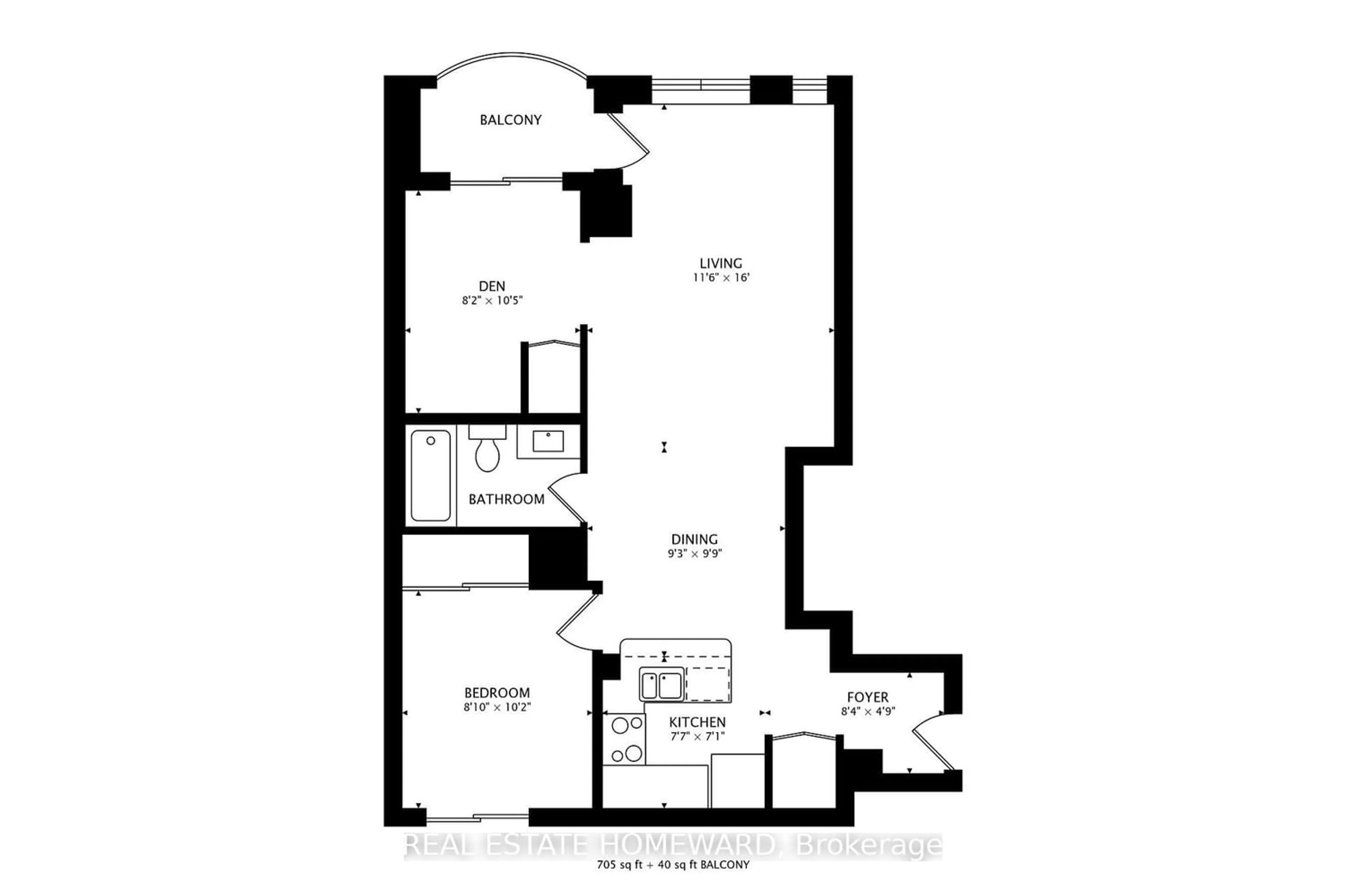 Floor plan for 1174 Yonge St #201, Toronto Ontario M4W 2L9