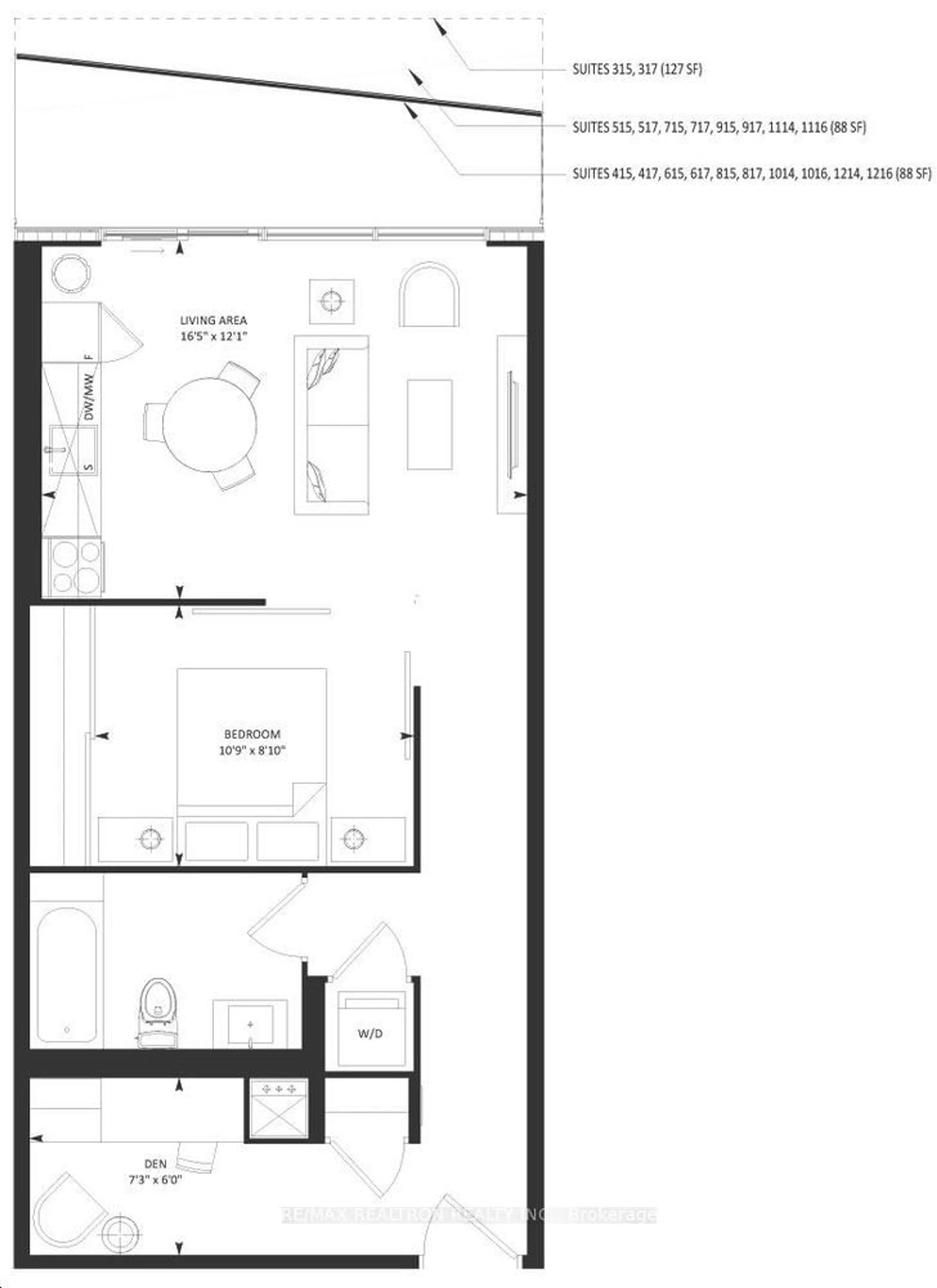 Floor plan for 60 Tannery Rd #615, Toronto Ontario M5A 0S8