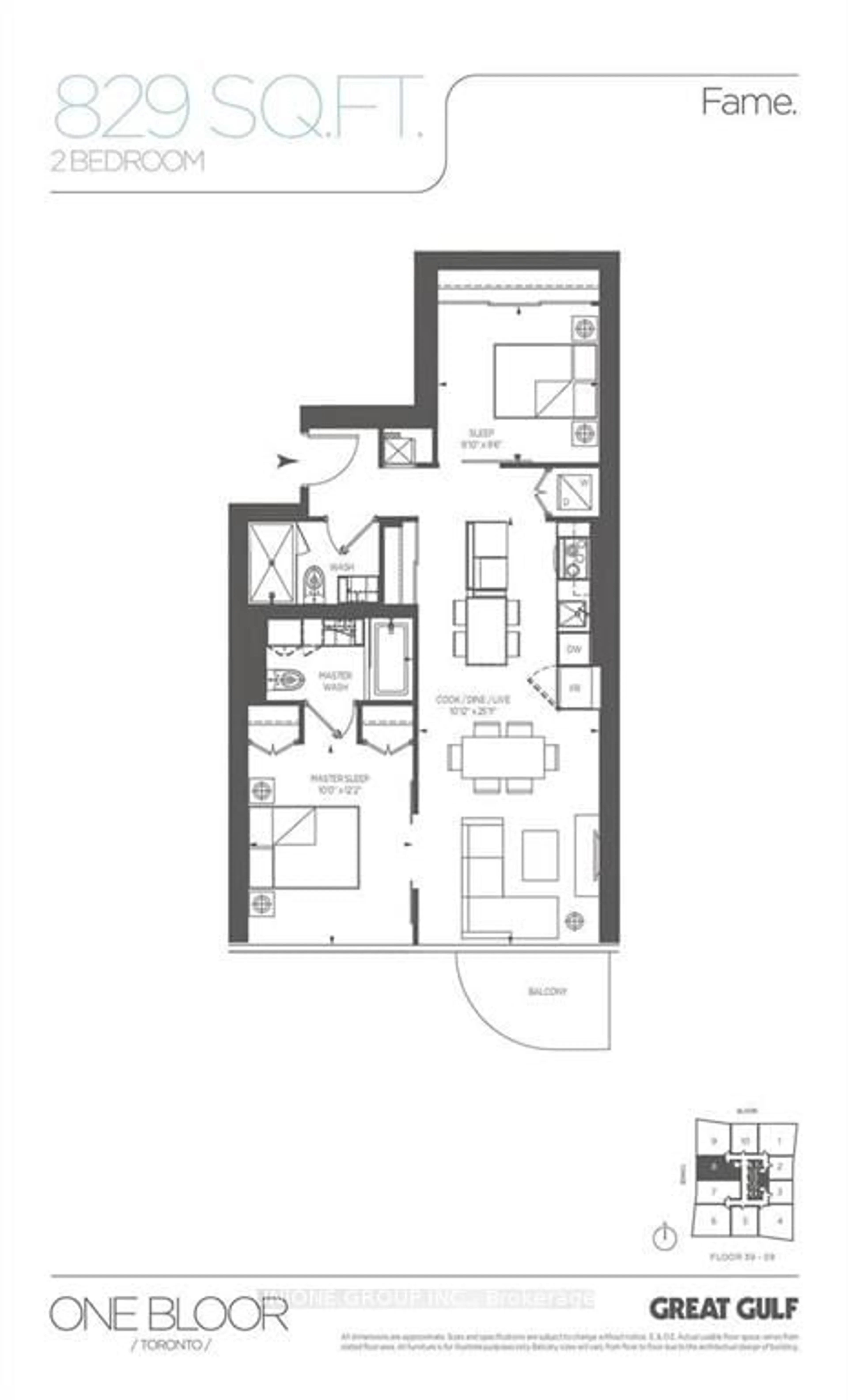 Floor plan for 1 Bloor St #5908, Toronto Ontario M4W 1A9
