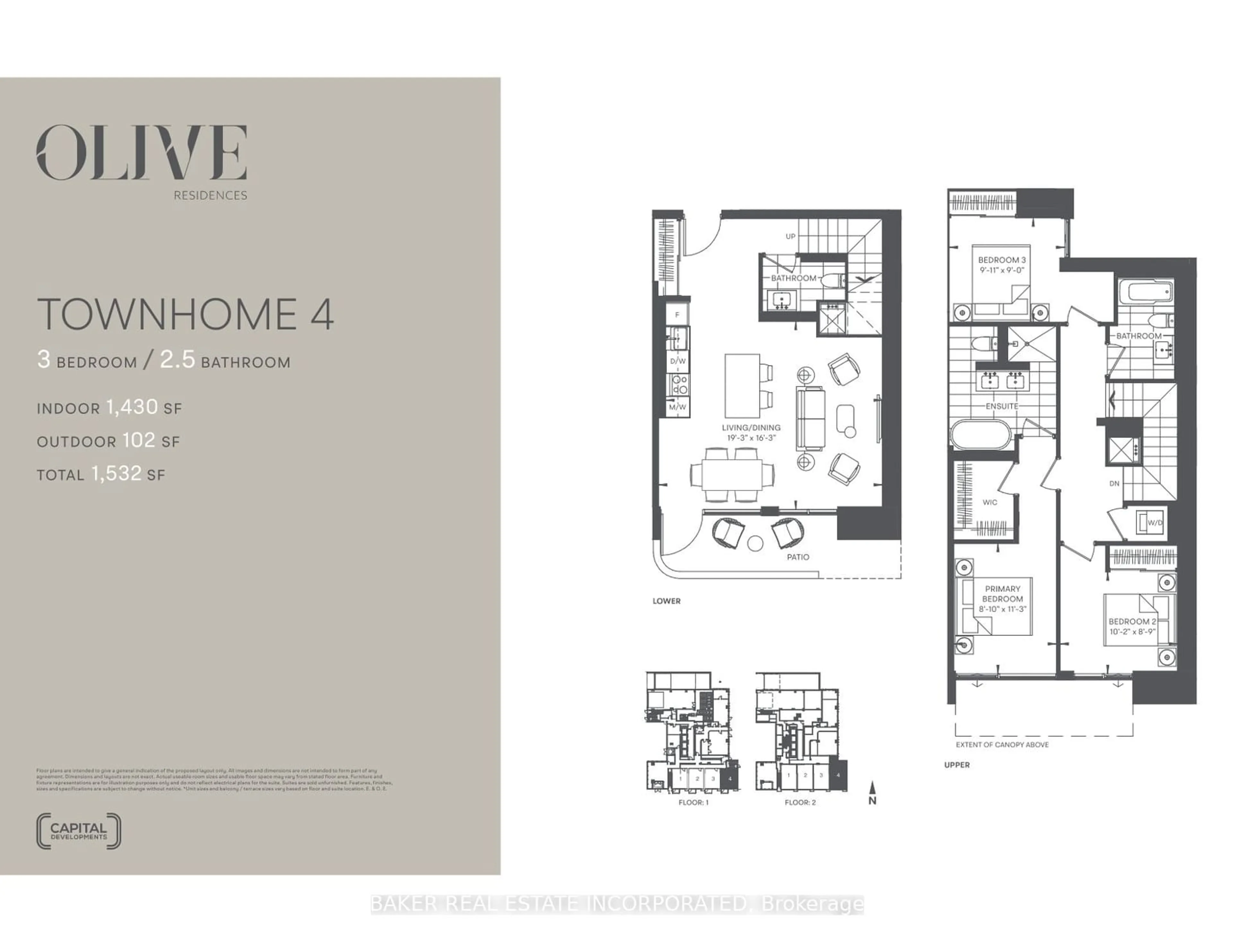 Floor plan for 36 Olive St #TH4, Toronto Ontario M6G 2R8