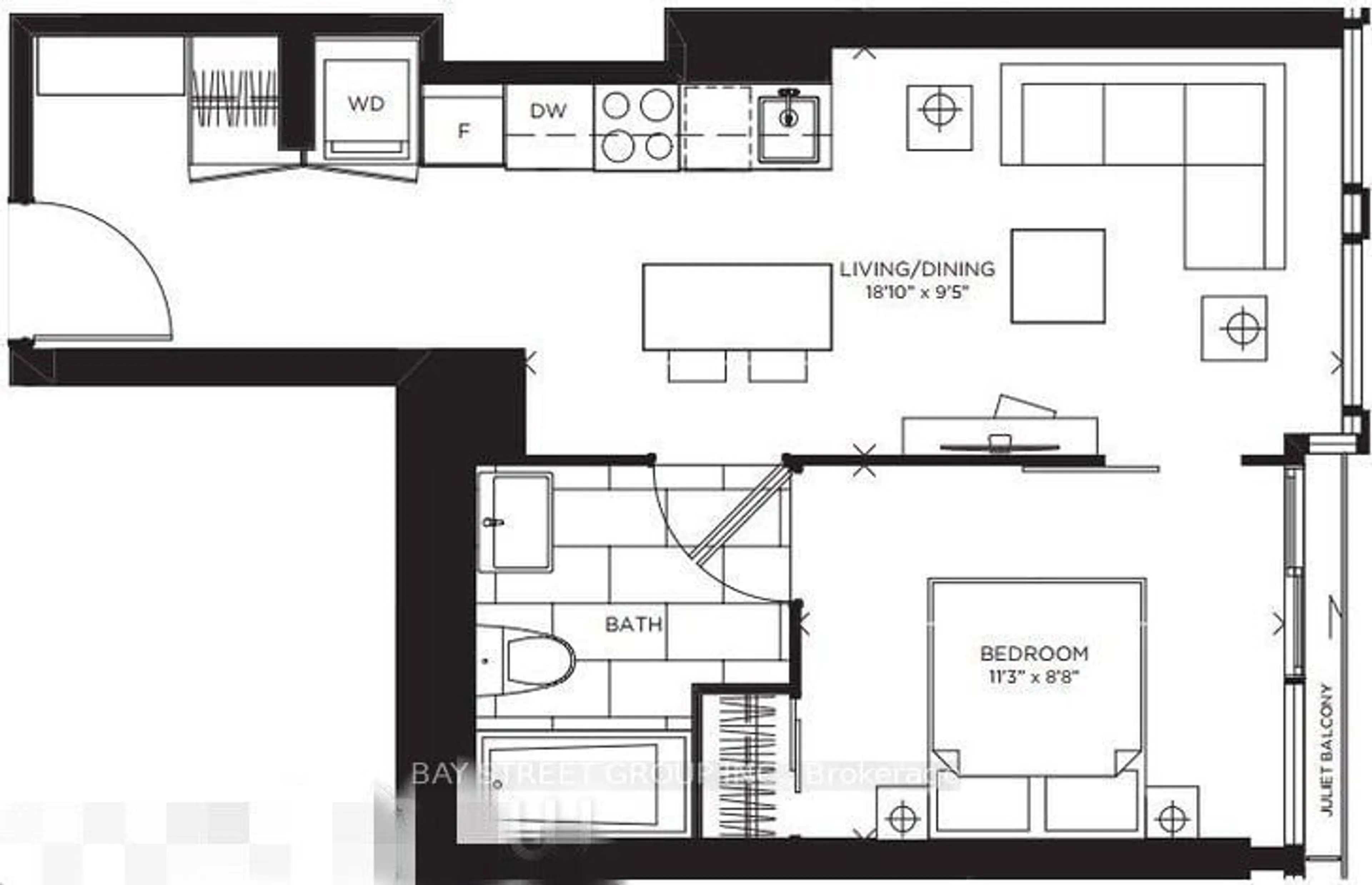 Floor plan for 28 Wellesley St #2406, Toronto Ontario M4Y 0C4
